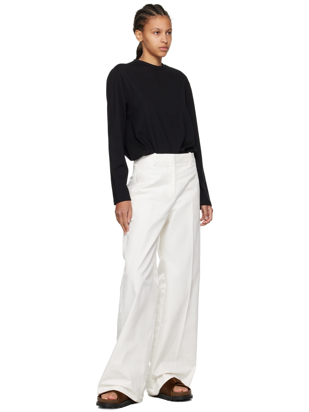 White Layered Trousers - 4