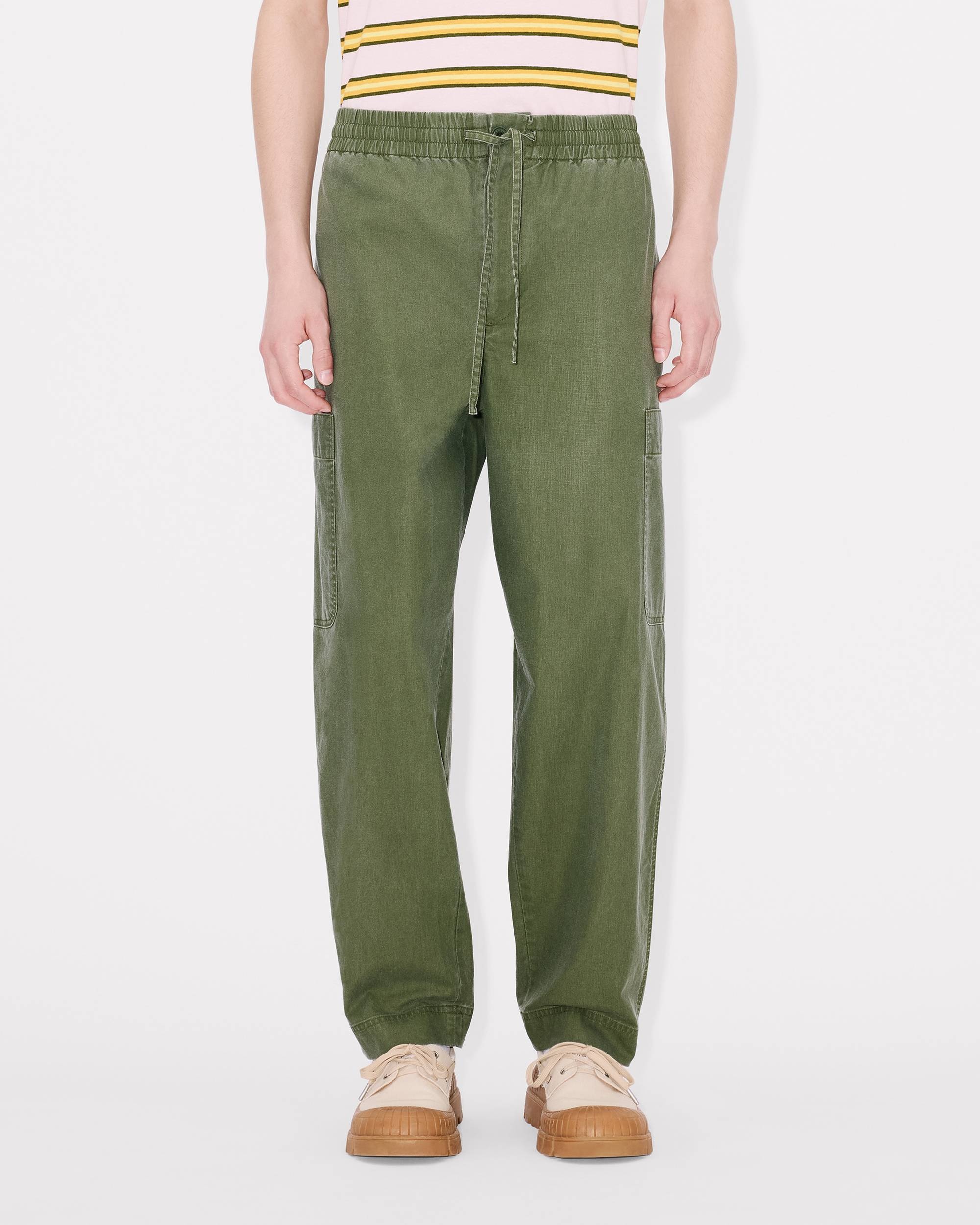 'KENZO Elephant Logo' embroidered cargo jogpants in coated cotton - 4