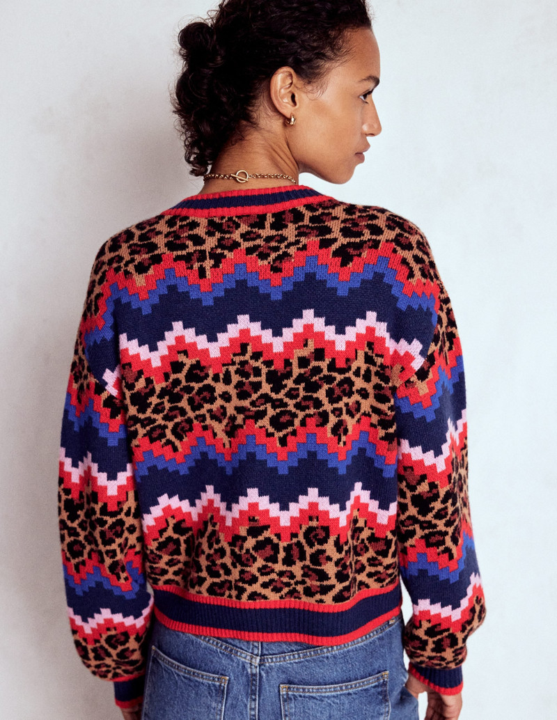 Abi Jacquard Cardigan-Multi Fair Isle, Leopard 5
