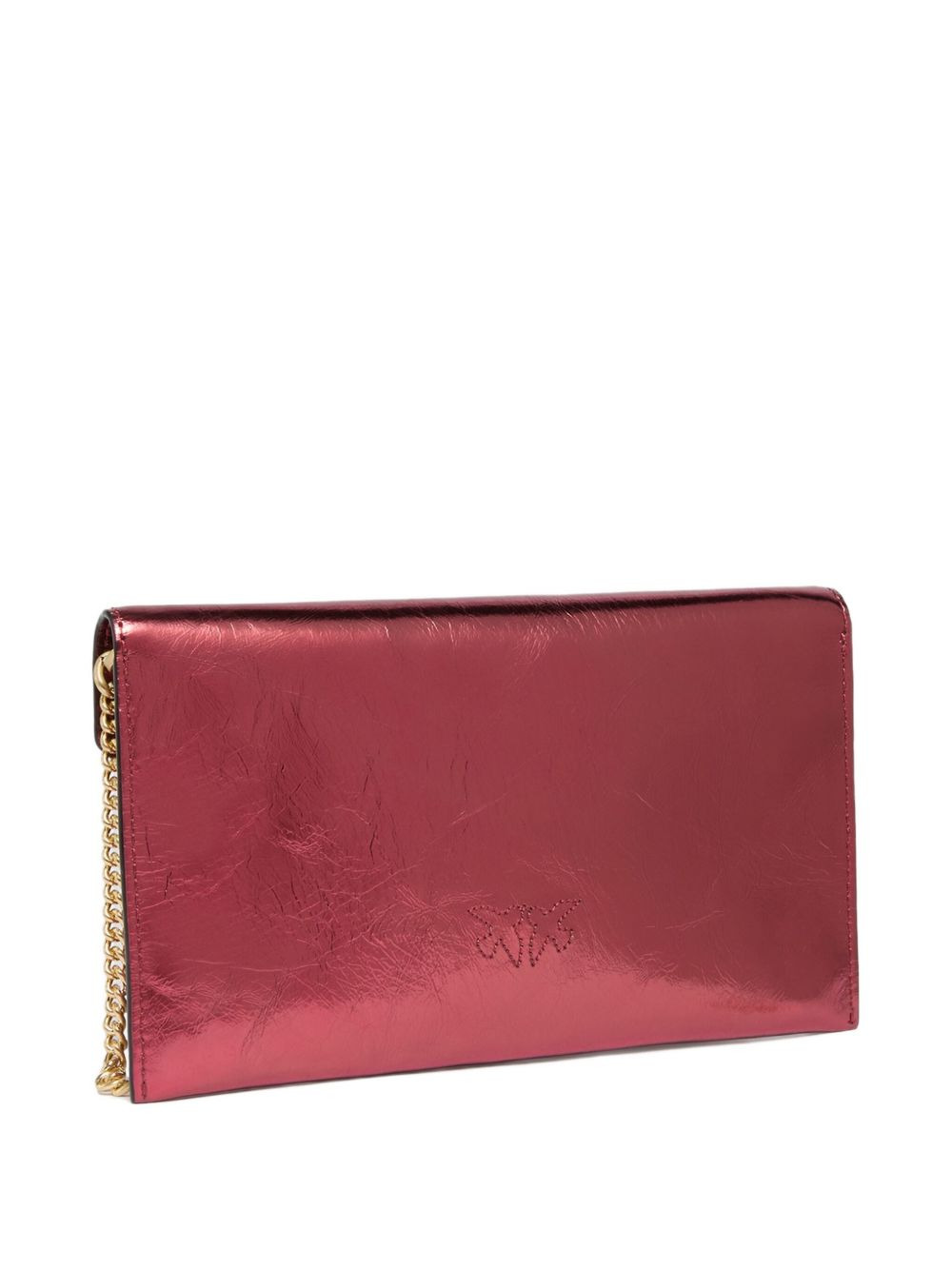 metallic calfskin chain clutch bag - 2