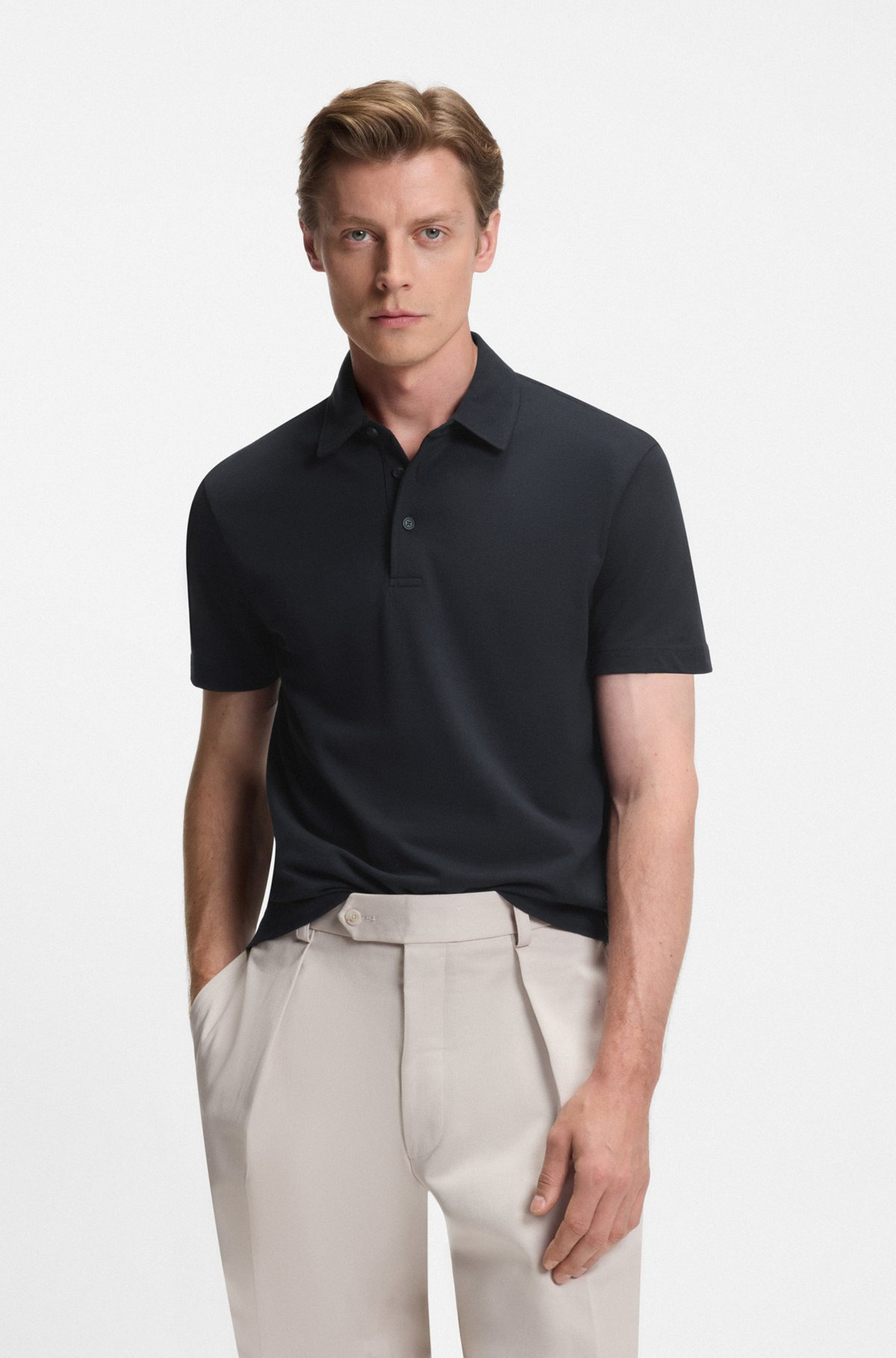 BECKHAM X BOSS POLO SHIRT IN COTTON AND SILK - 2