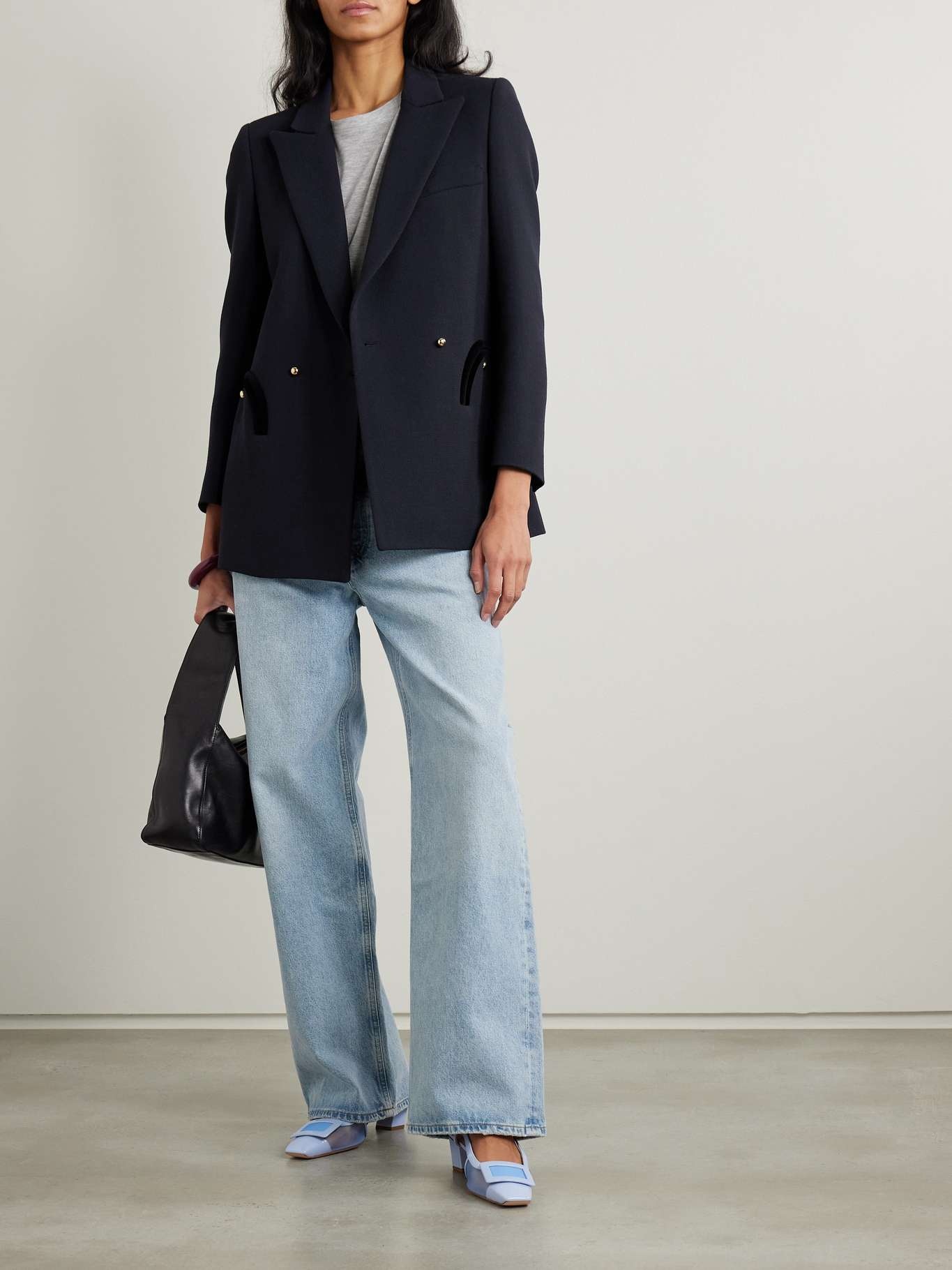 Resolute Everyday double-breasted velvet-trimmed wool-crepe blazer - 2