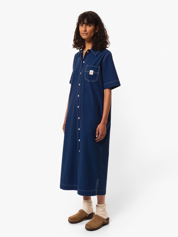 Danielle Indigo Cotton Dress Blue - 1