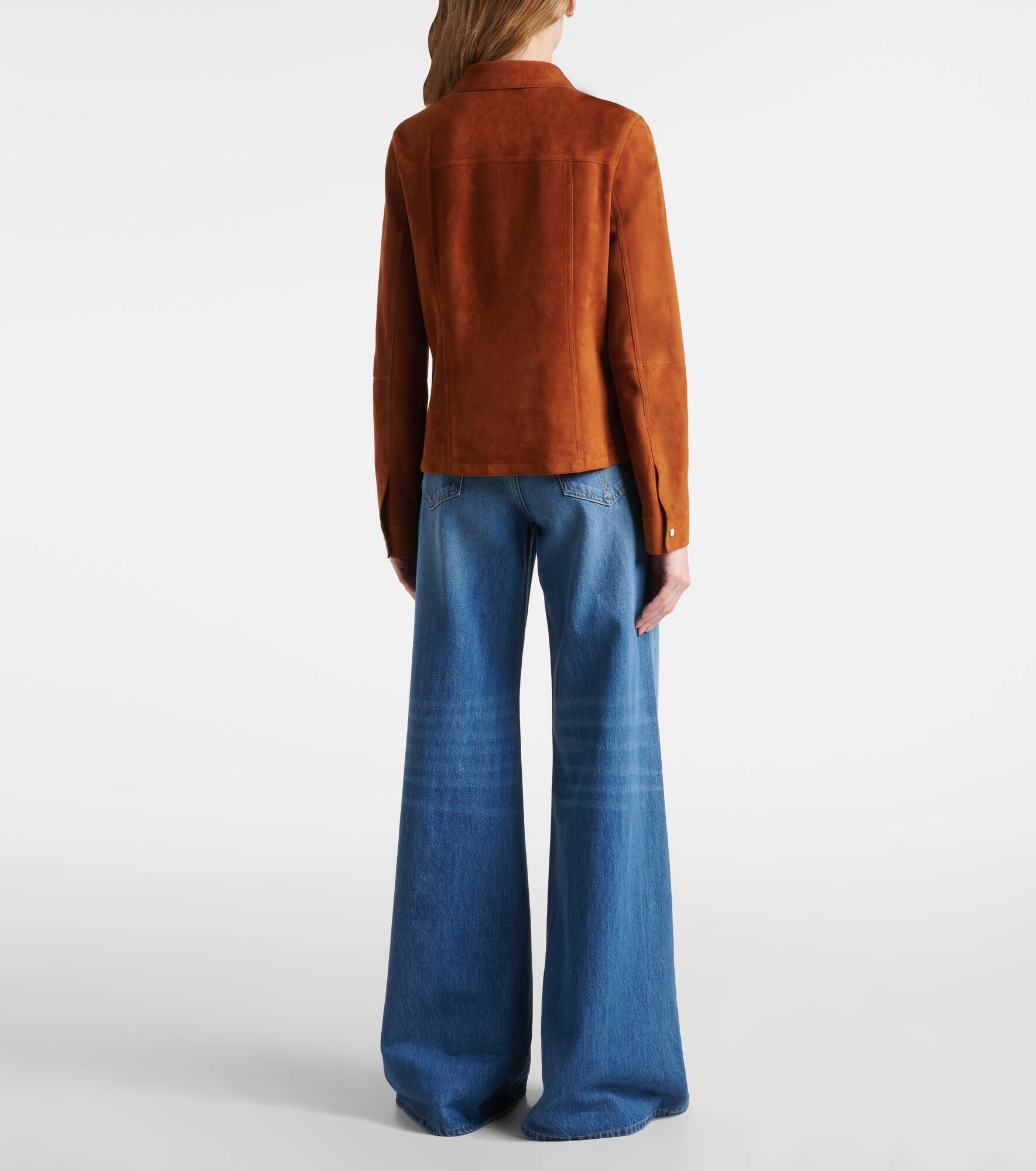 Floral-appliqué suede jacket - 3