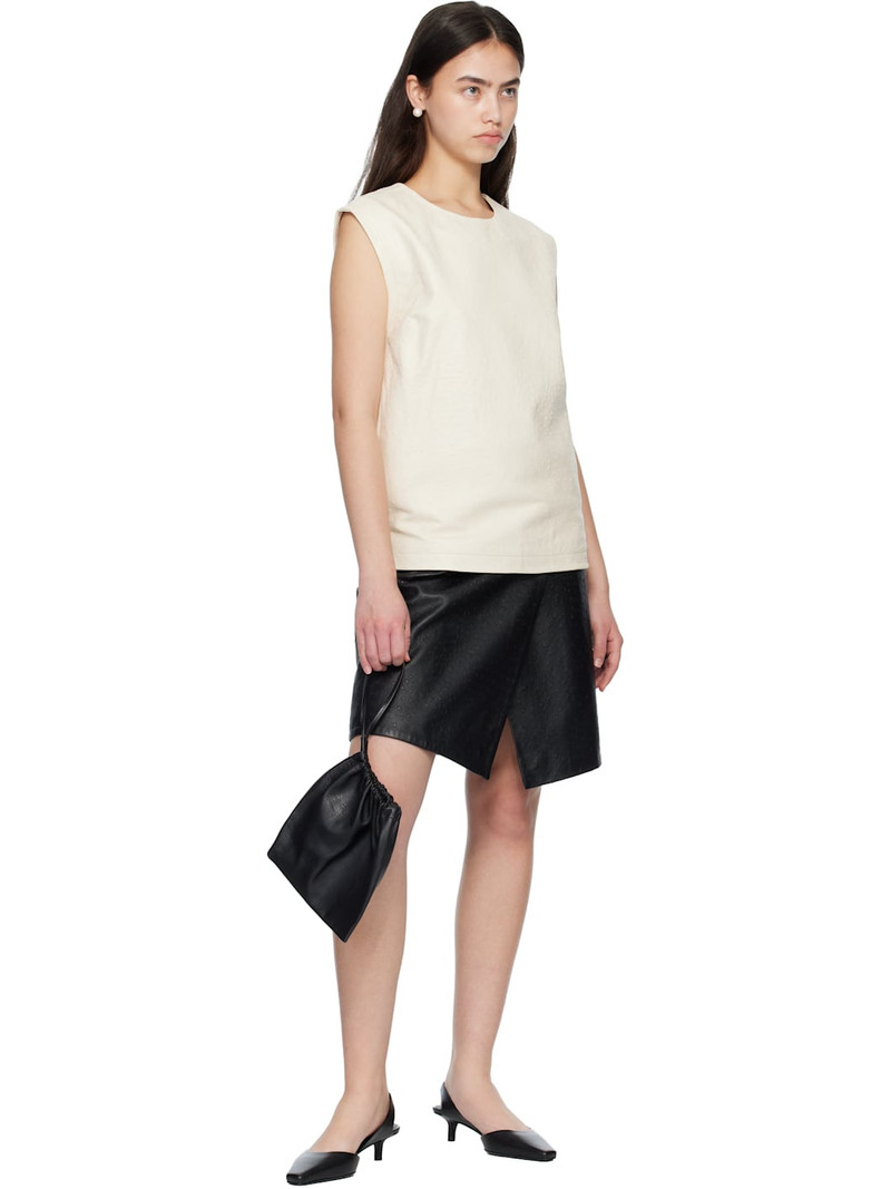 Loulou de Saison Off-White FIZA Ostrich-Effect Leather Blouse outlook