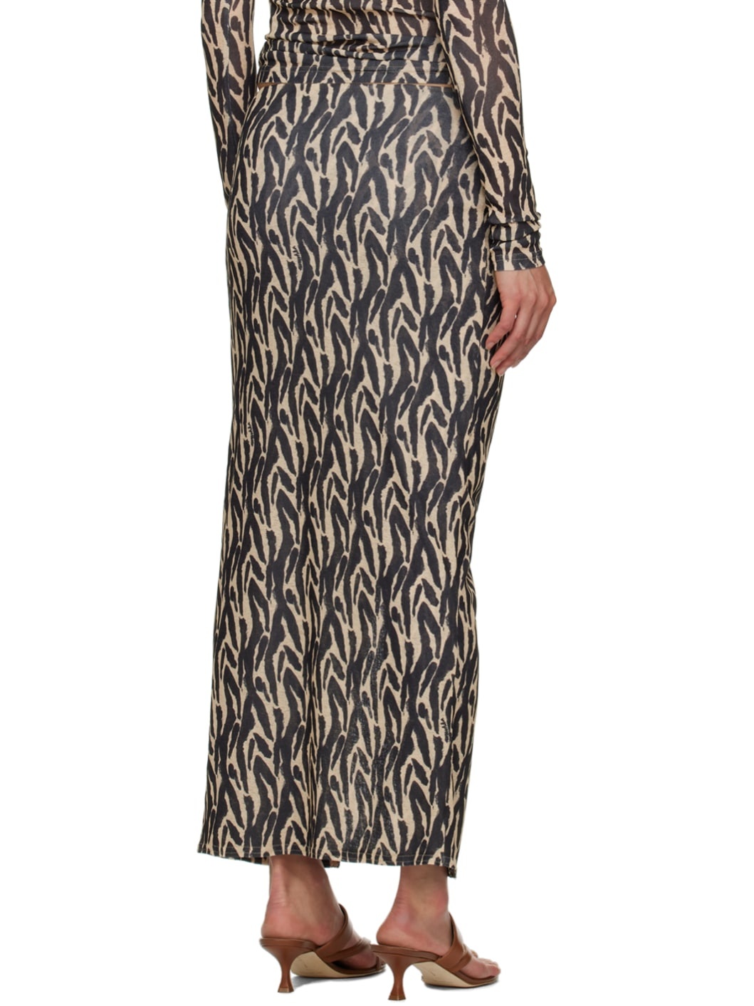 Beige & Black Marya Midi Skirt - 3