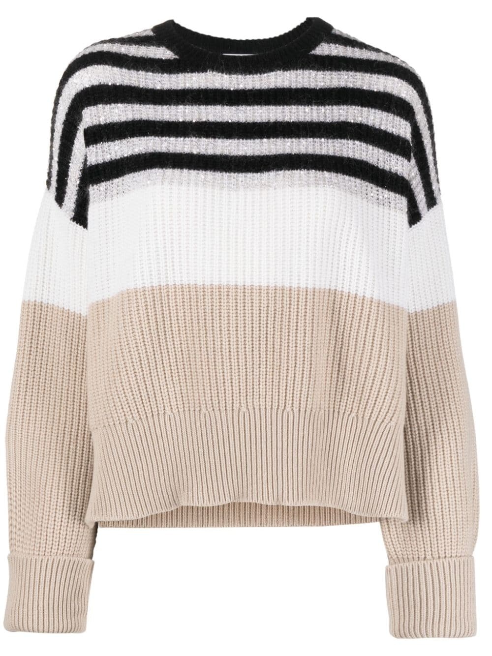 stripe-pattern knitted jumper - 1