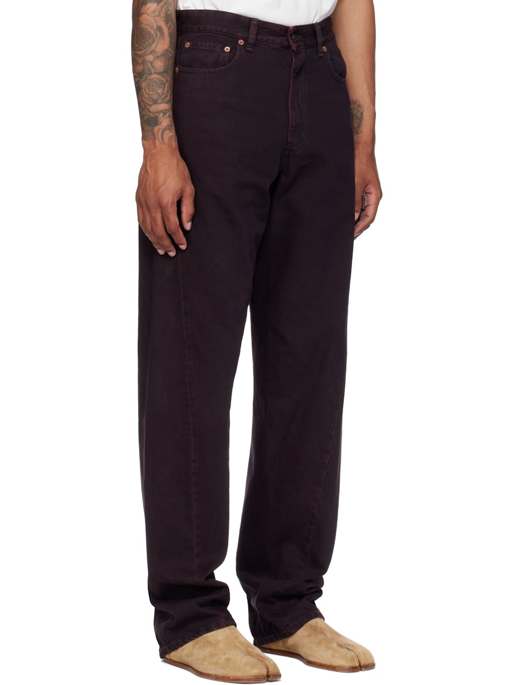 Burgundy Twisted Seam Jeans - 2