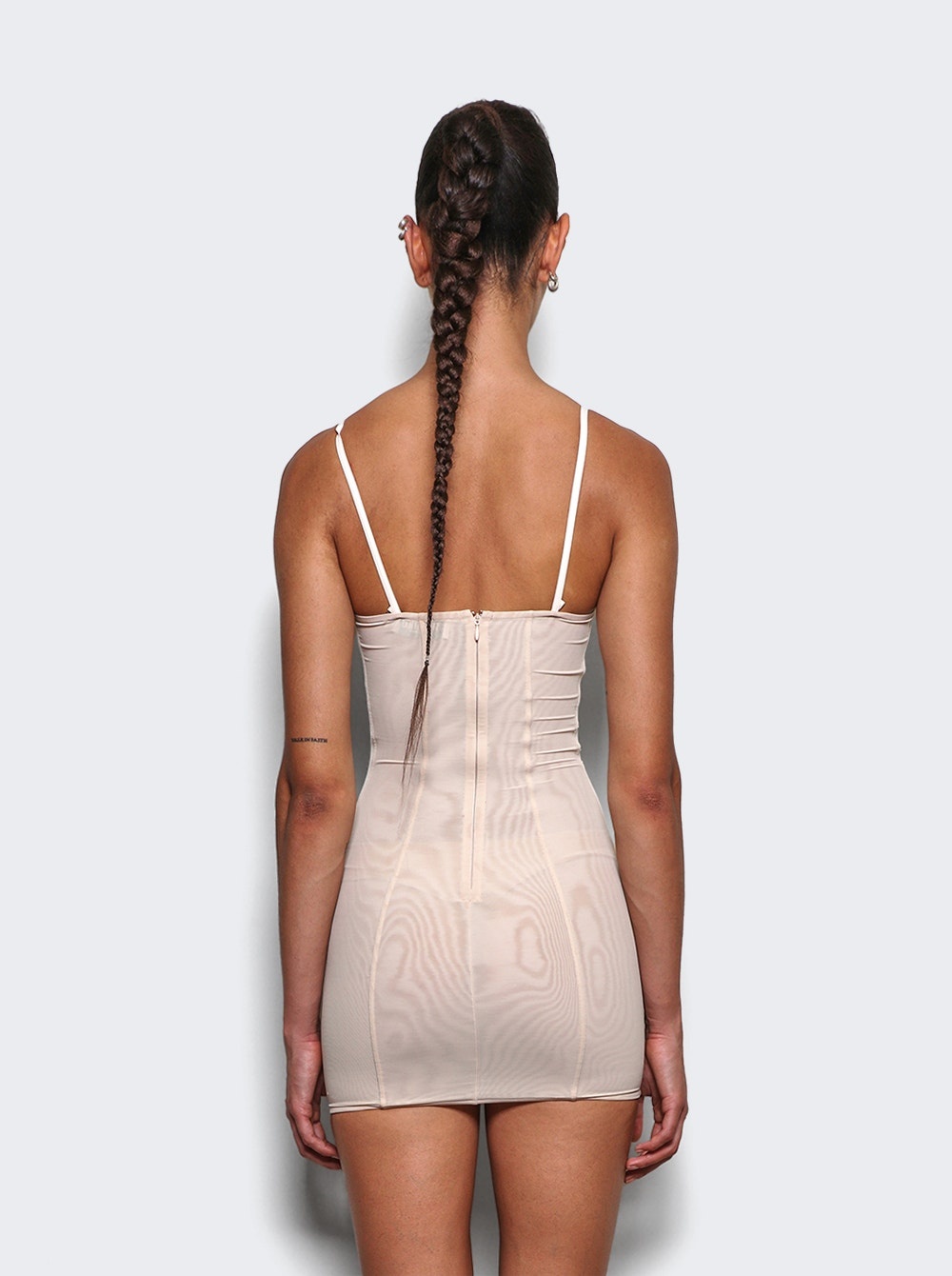 Embroidered Sheer Mini Dress Silver - 5