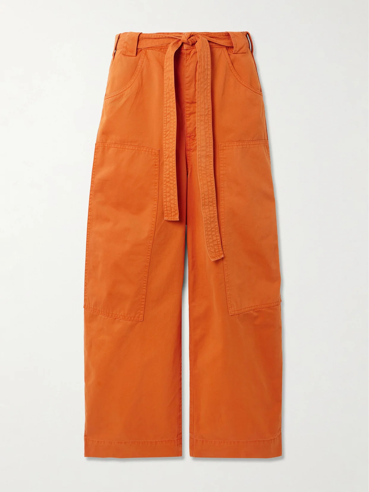 The Karate Cropped Belted Cotton-twill Wide-leg Pants - 1