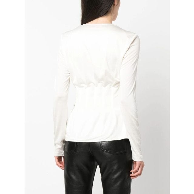 White long-sleeved crossover top - 4