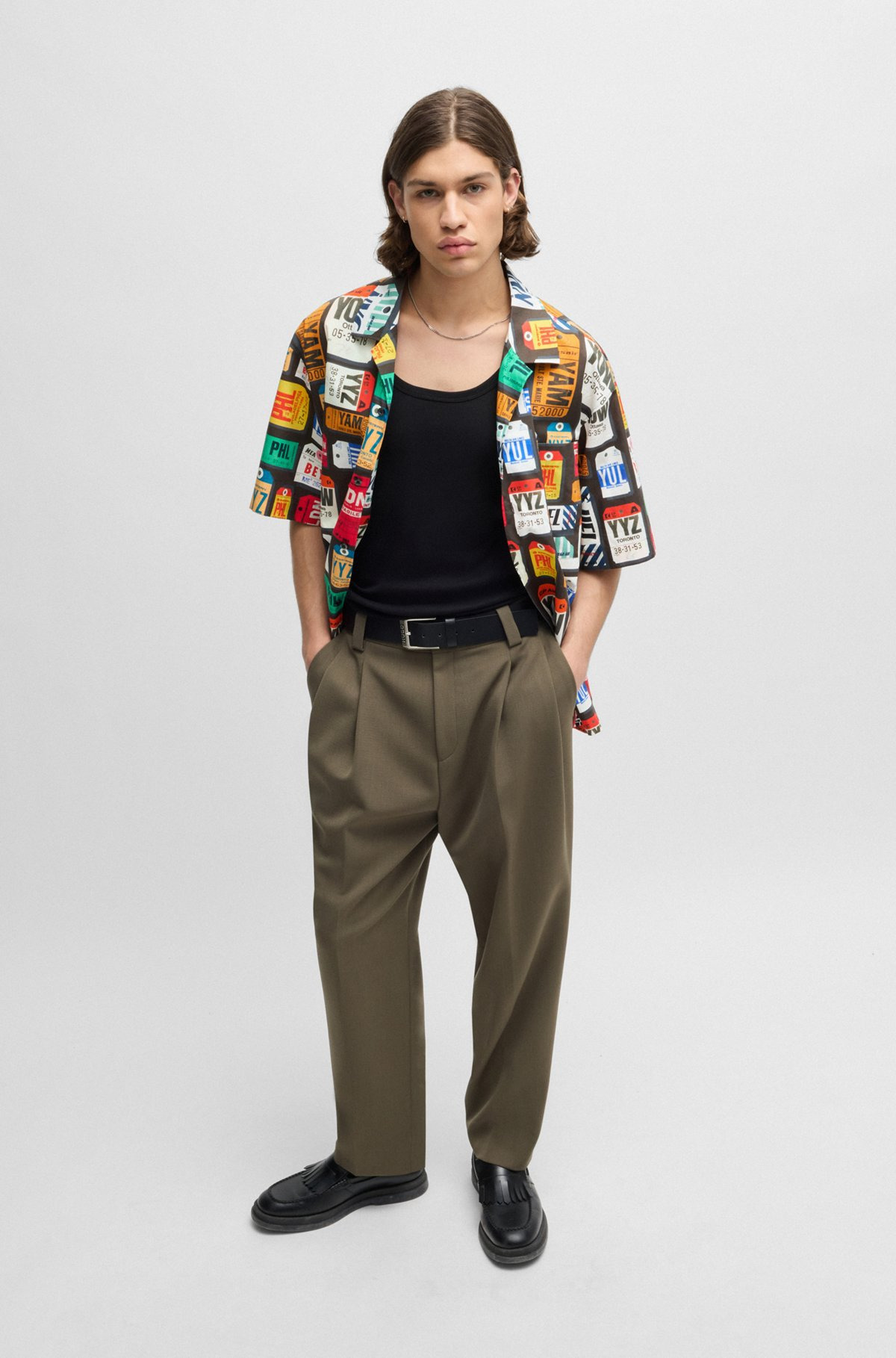 OVERSIZE-FIT SHIRT IN SEASONAL-PRINT COTTON POPLIN - 4