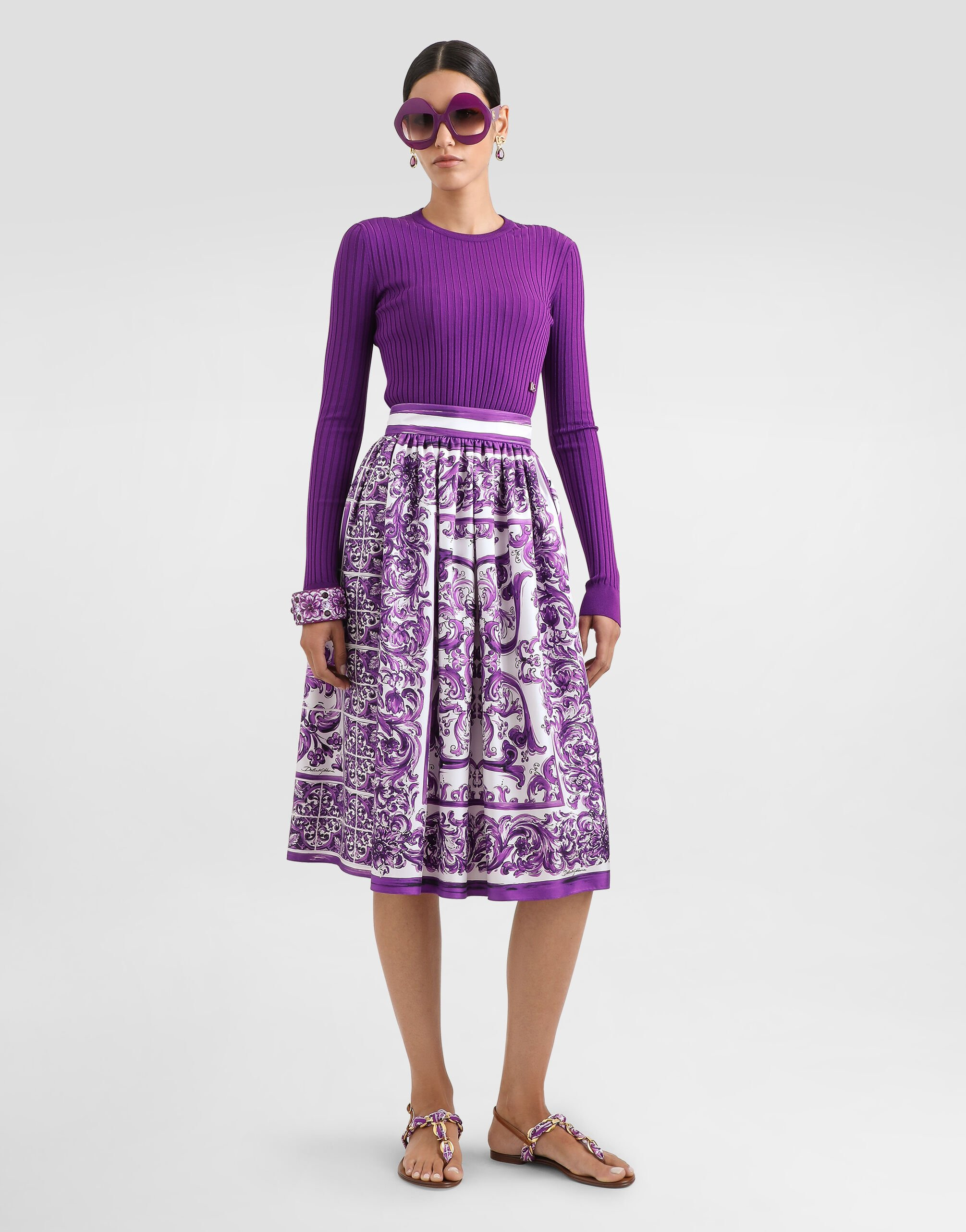 Majolica-print twill skirt - 2