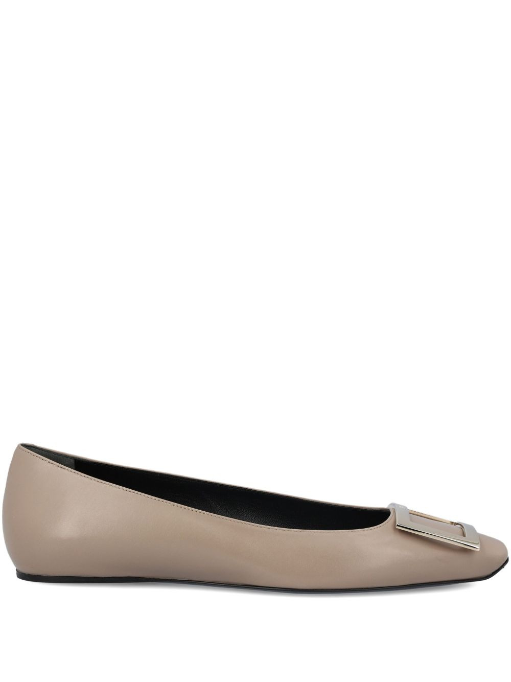 square-toe buckle-embellished ballet flats - 1