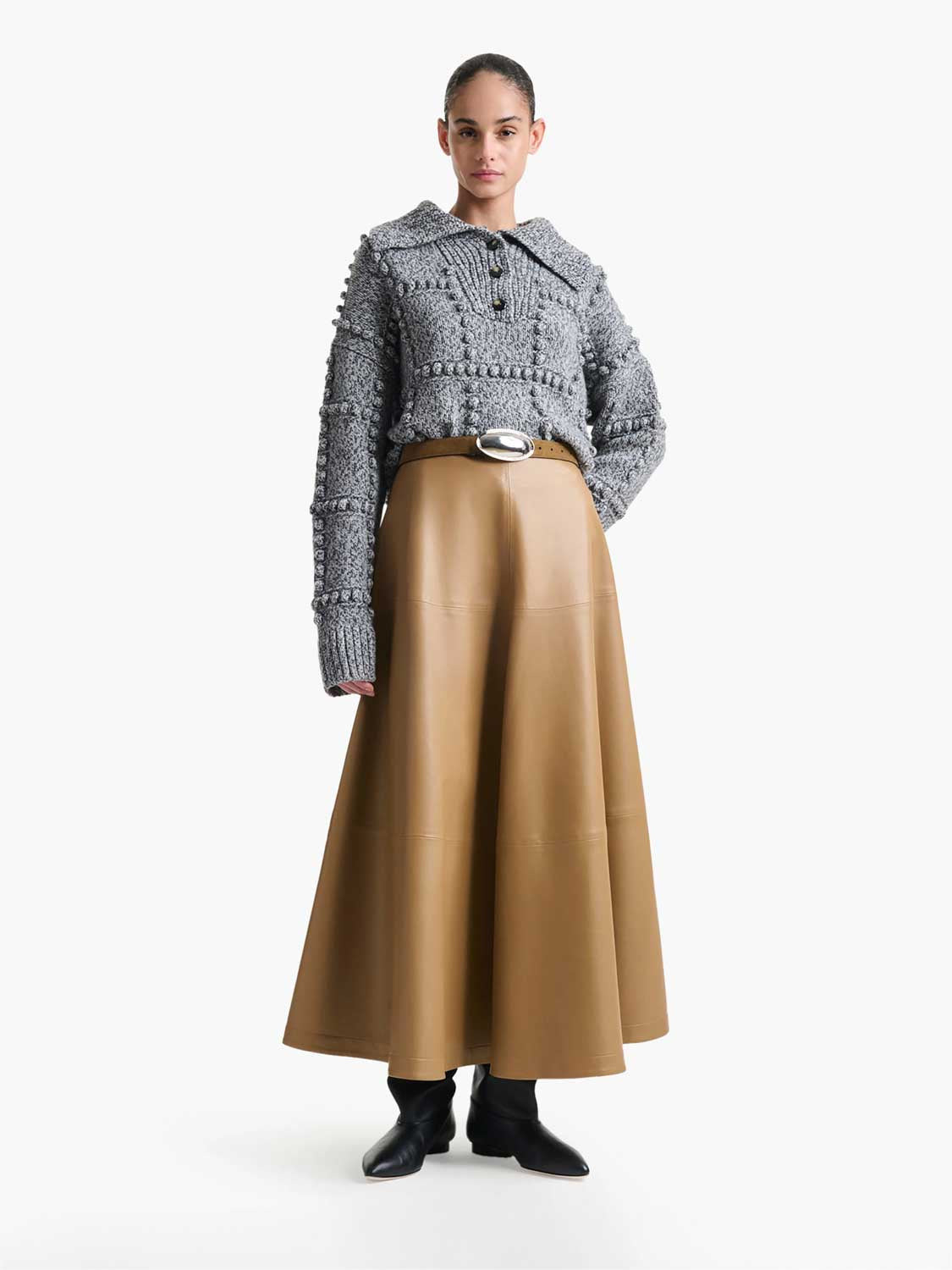 MIDI LEATHER SKIRT - 2