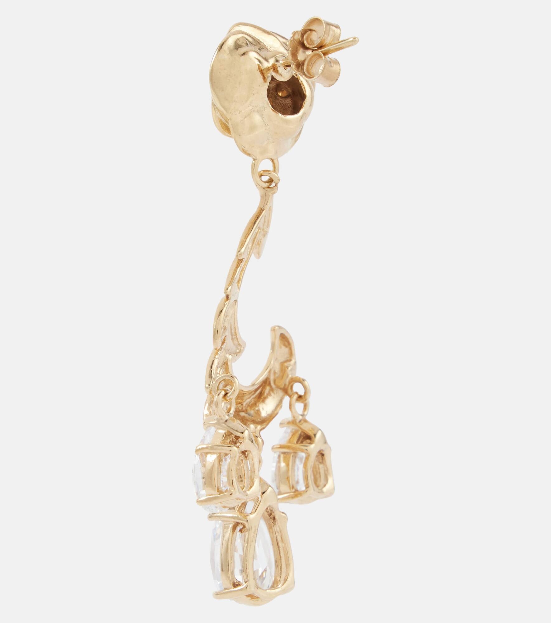 Crystal-embellished gold-plated drop earrings - 5