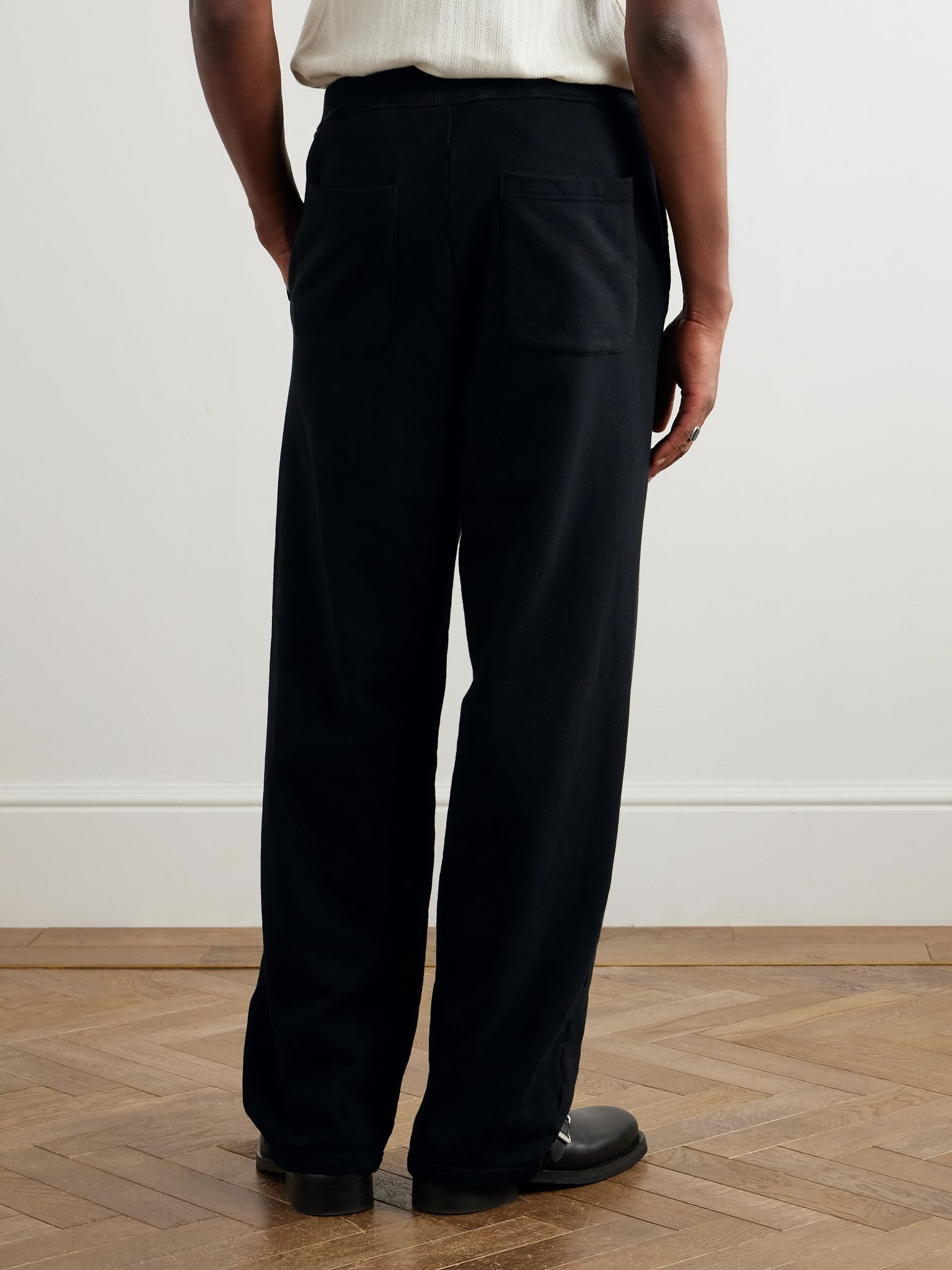 N.TRY Straight-Leg Printed Cotton-Jersey Sweatpants Black - 4