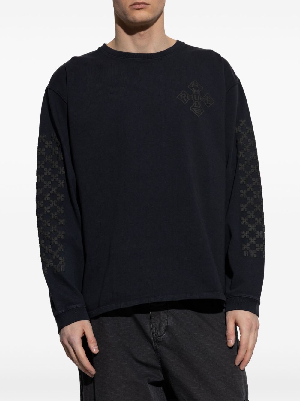 raised-logo cotton sweatshirt - 3
