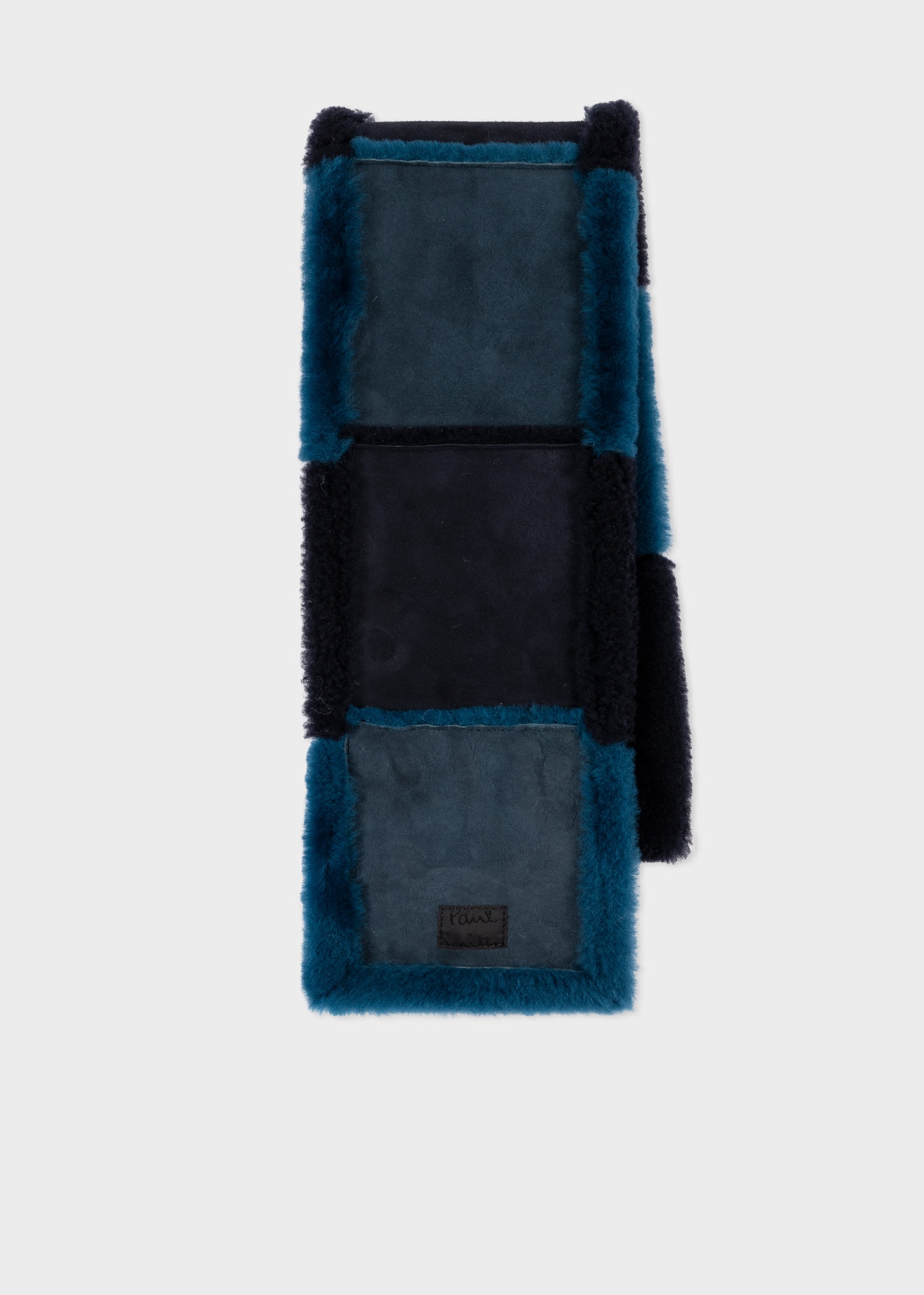 Blue Shearling Patchwork Scarf - 2