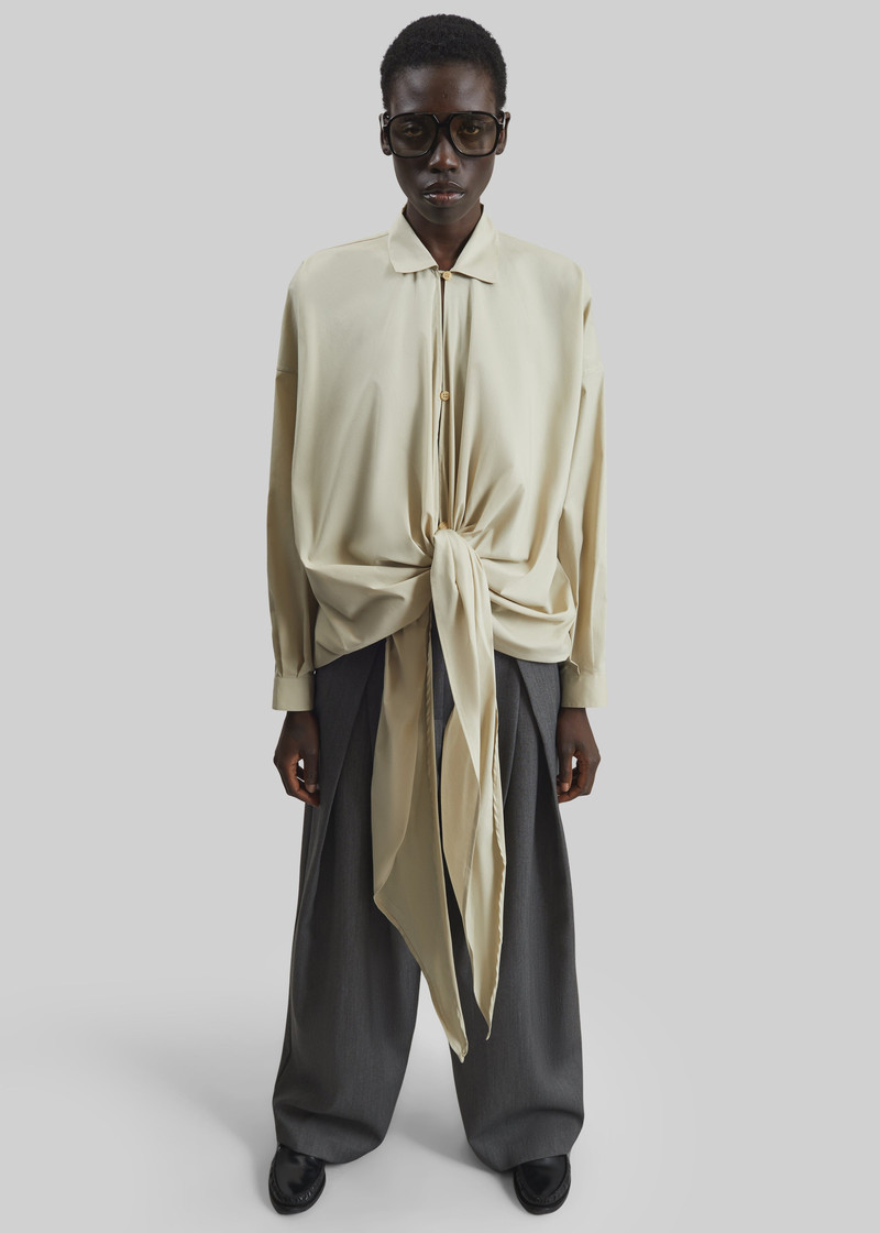 Darkpark Romy Light Cotton Popeline Drap Shirt - Beige 6