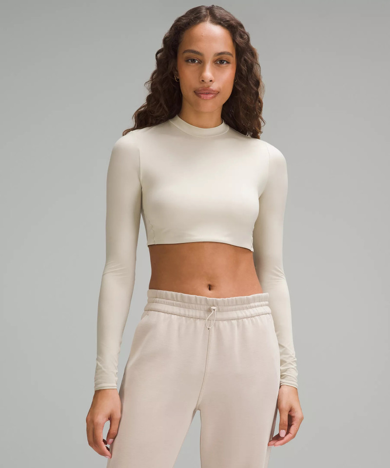 Wundermost Ultra-Soft Nulu Mockneck Super-Cropped Long-Sleeve Shirt 1