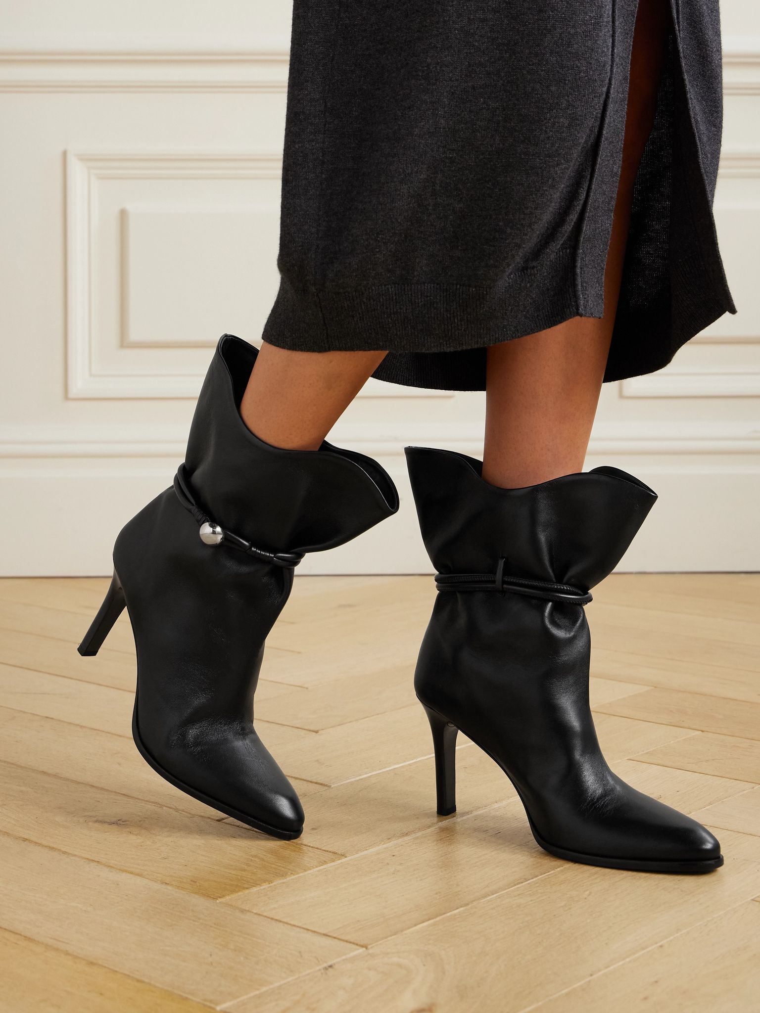 Lolya embellished leather ankle boots Black - 2
