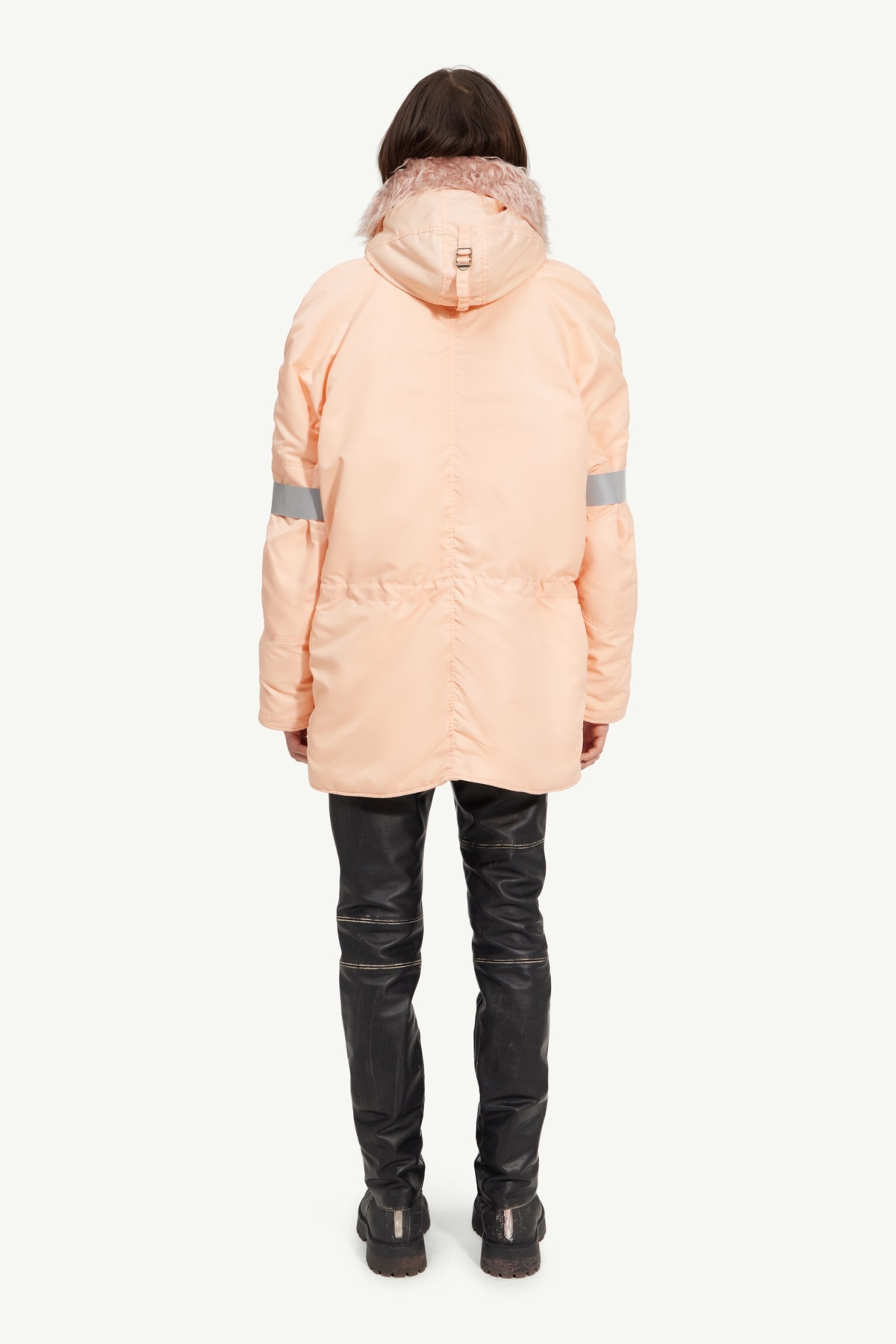 Faux fur collar long-line jacket - 4