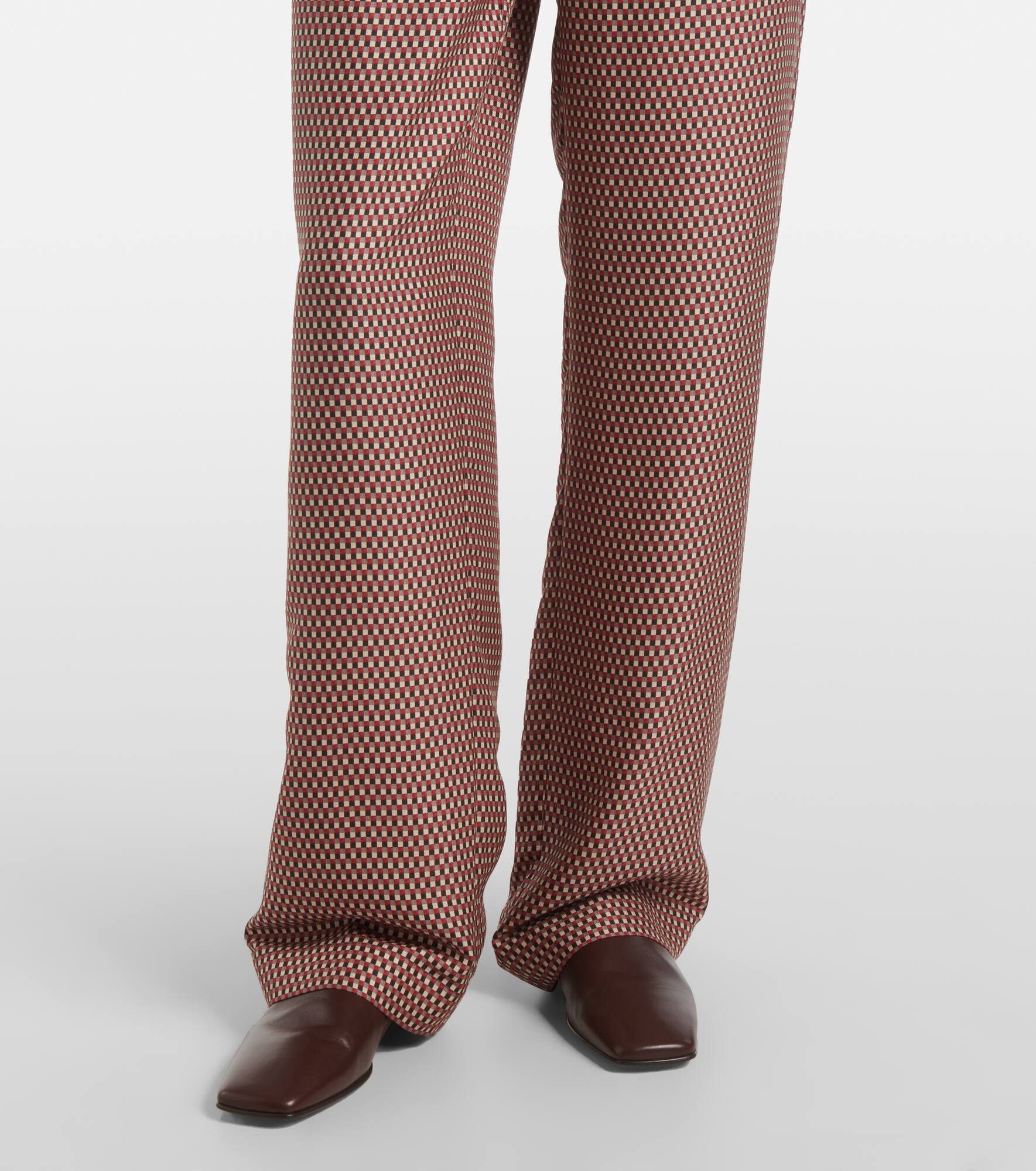 Printed high-rise silk straight pants - 5