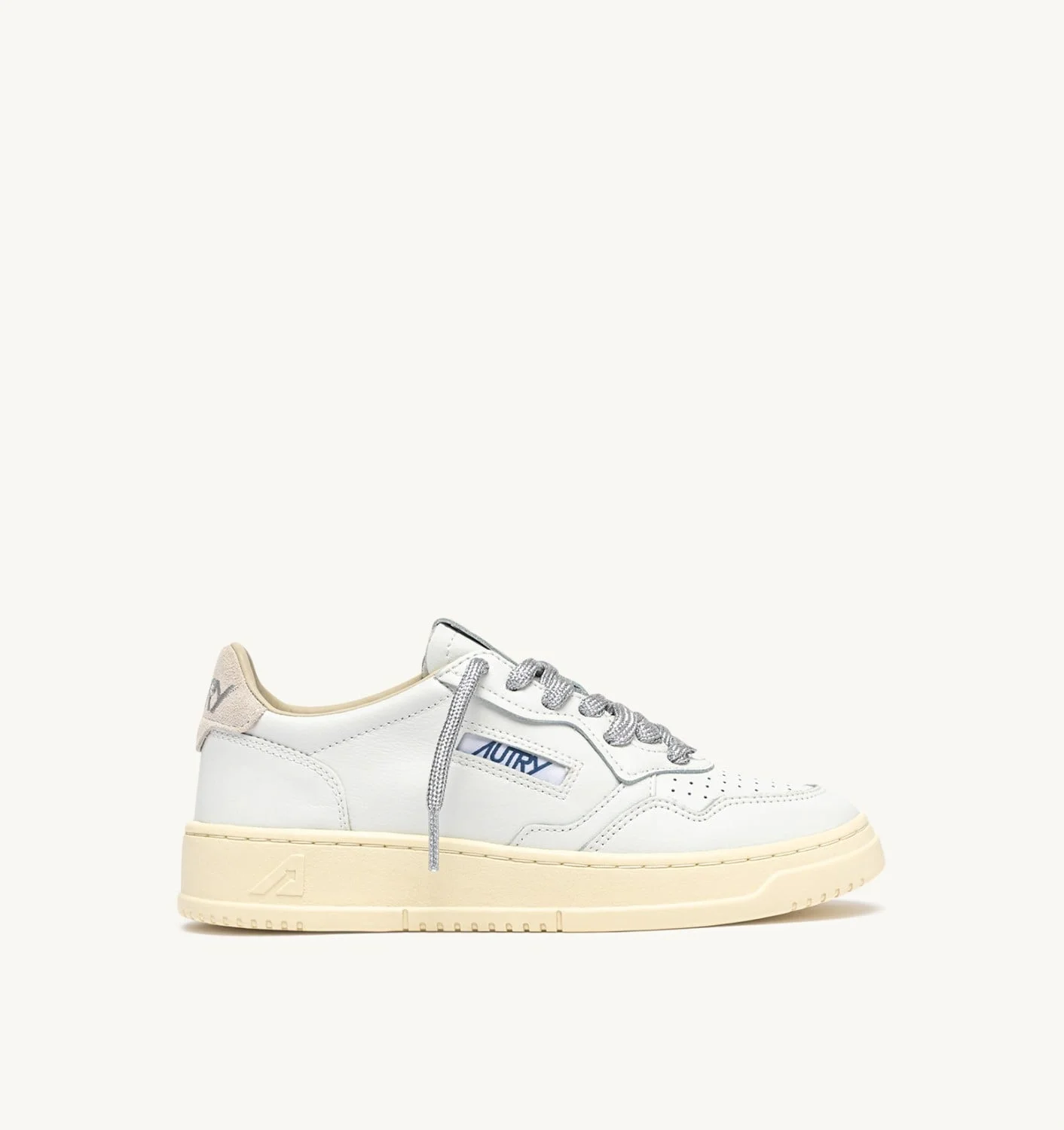 MEDALIST LOW SNEAKERS IN WHITE LEATHER WITH SILVER LUREX DETAILS - 1