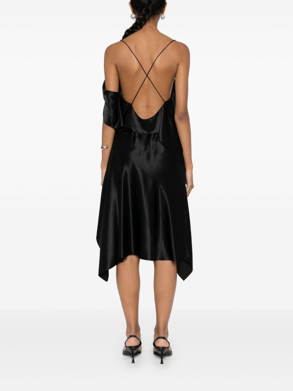 one-shoulder silk dress - 4