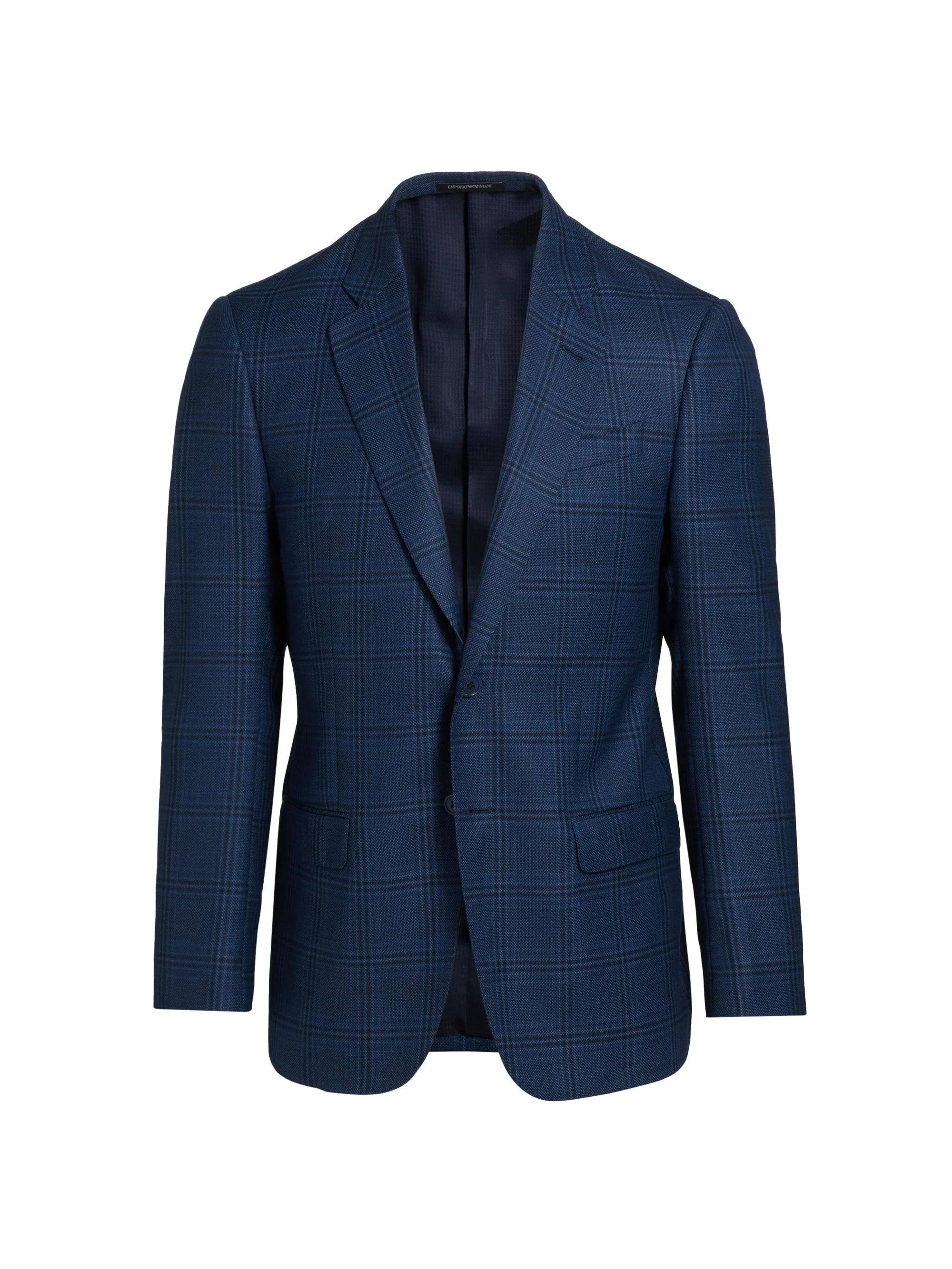 Men's Plaid Wool Sport Coat - Navy - 1