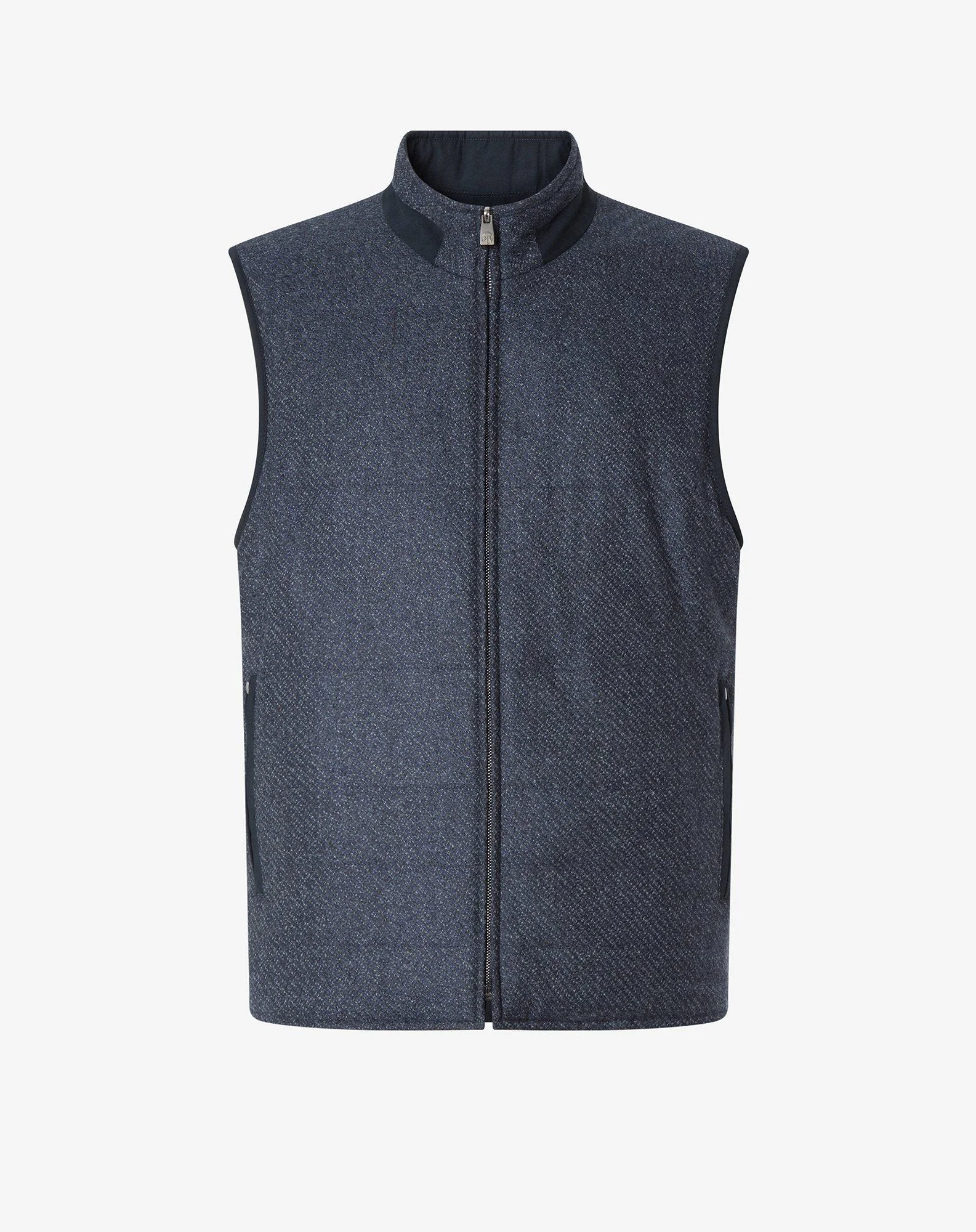 Dark blue wool, silk and cashmere gilet - 1
