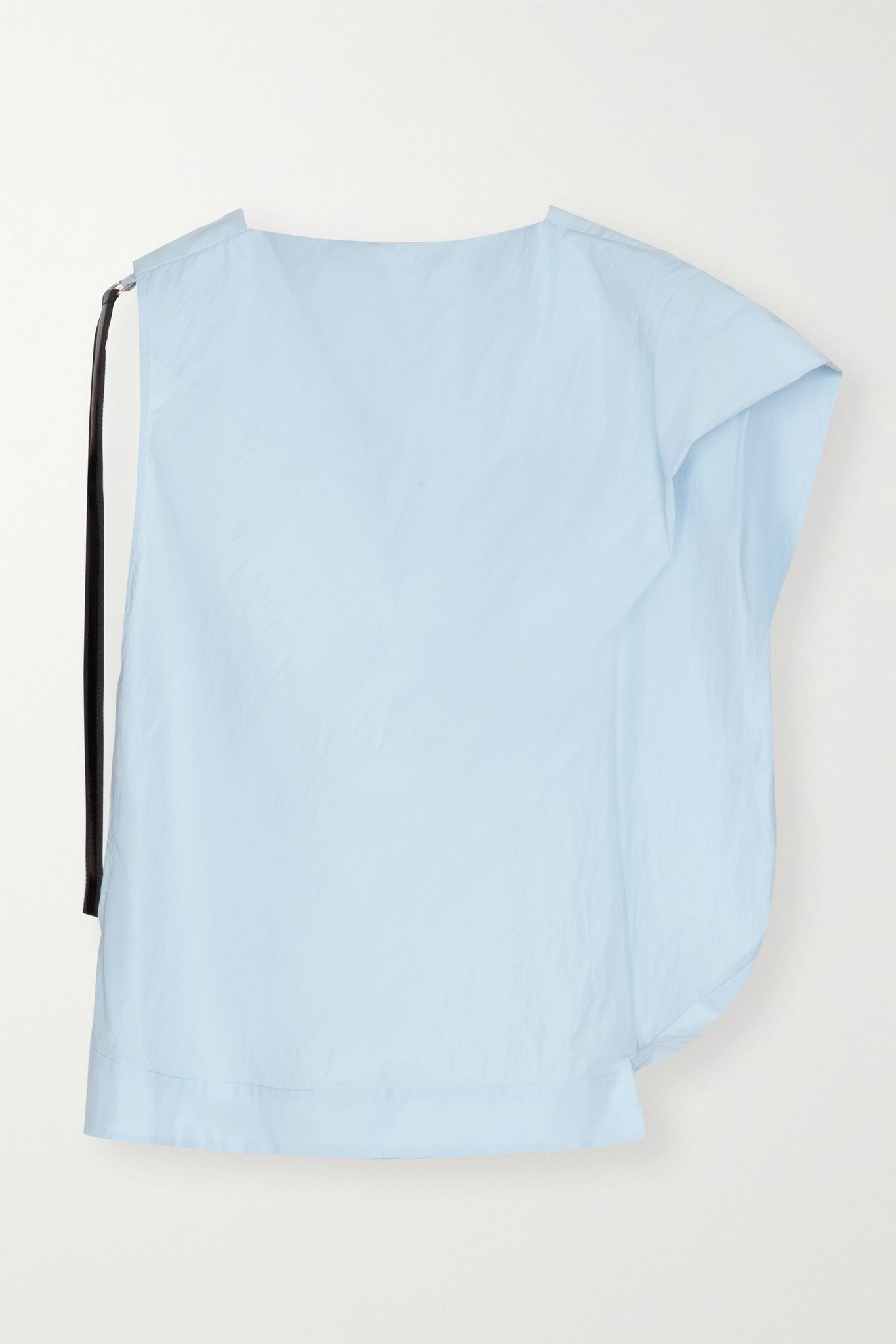 Asymmetric canvas-trimmed cotton-blend poplin top - 1