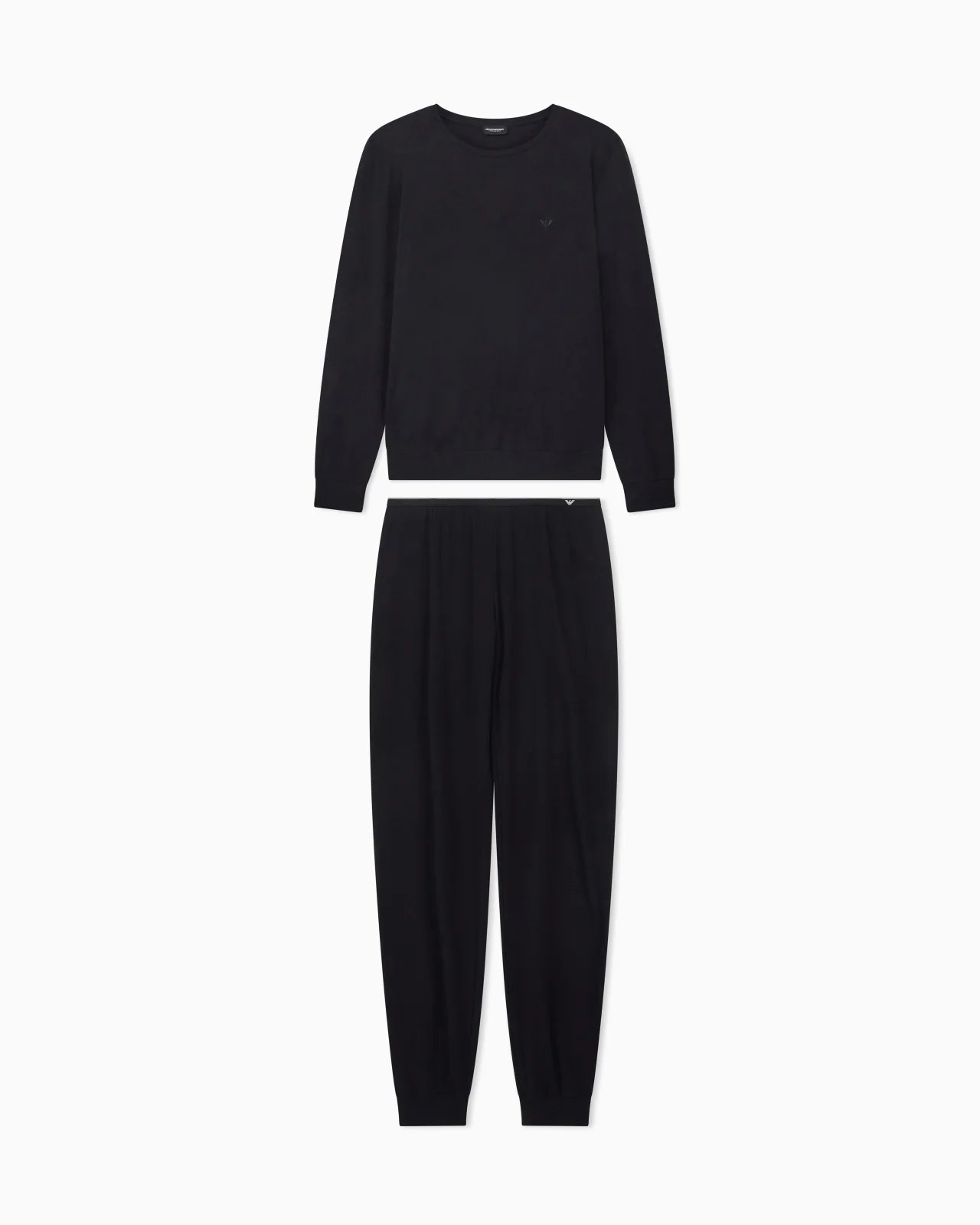 LONG PYJAMAS IN COTTON JERSEY WITH LOGOBAND AND RIBBED CUFFS - 1