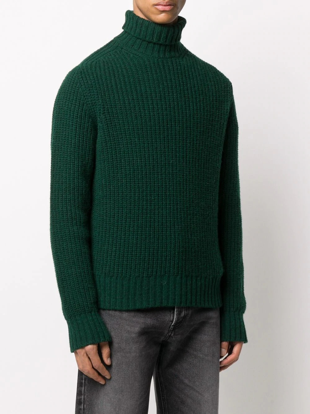 funnel neck ribbed jumper - 3