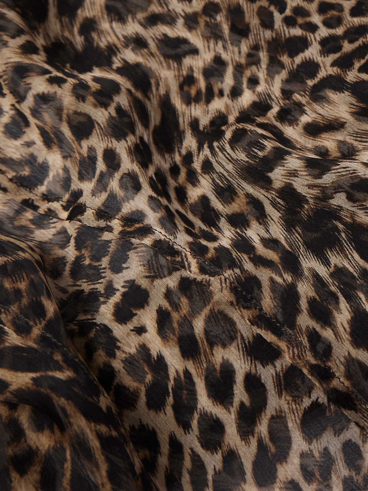 Pleated Leopard-Print Silk-Chiffon Shirt - 5