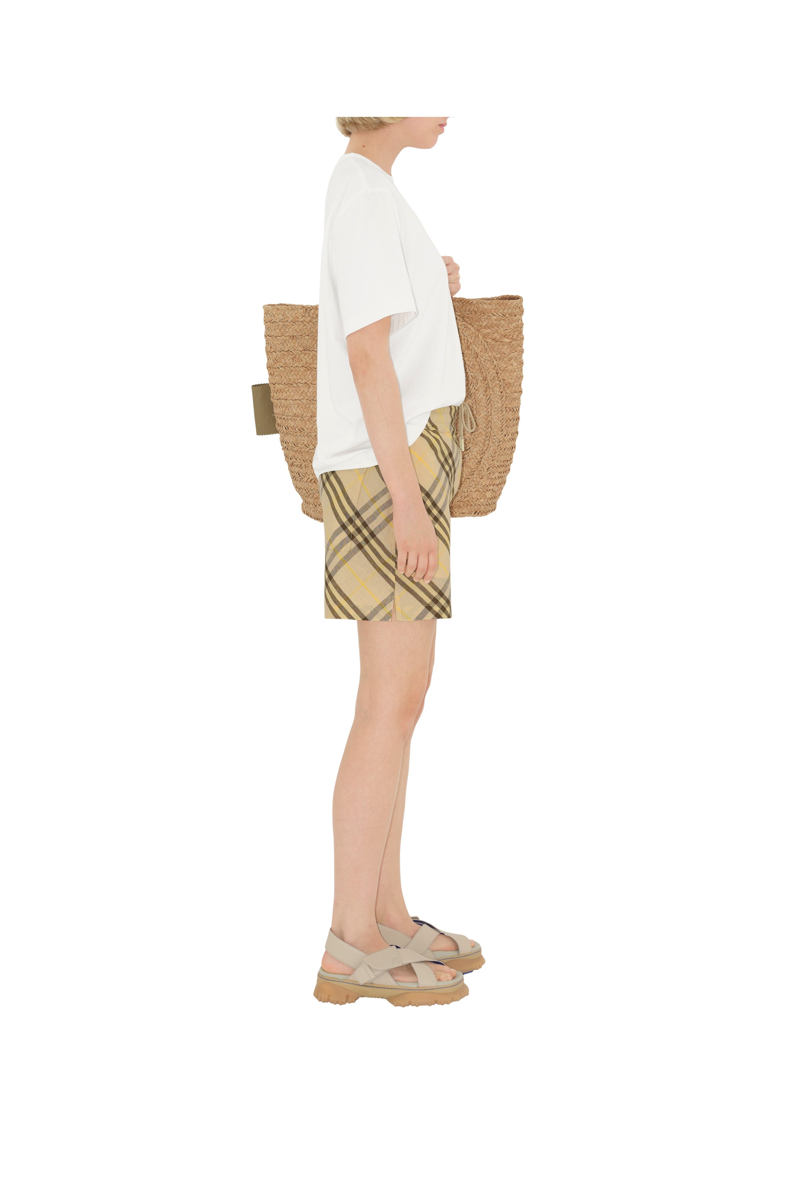 burberry Check Linen Shorts in Wheat at Nordstrom - 3