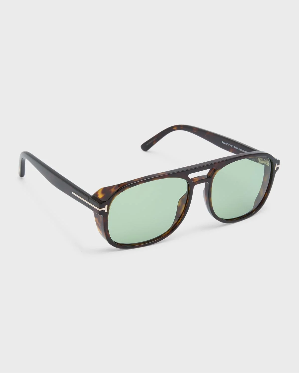 Havana Logo Acetate Aviator Sunglasses - 1
