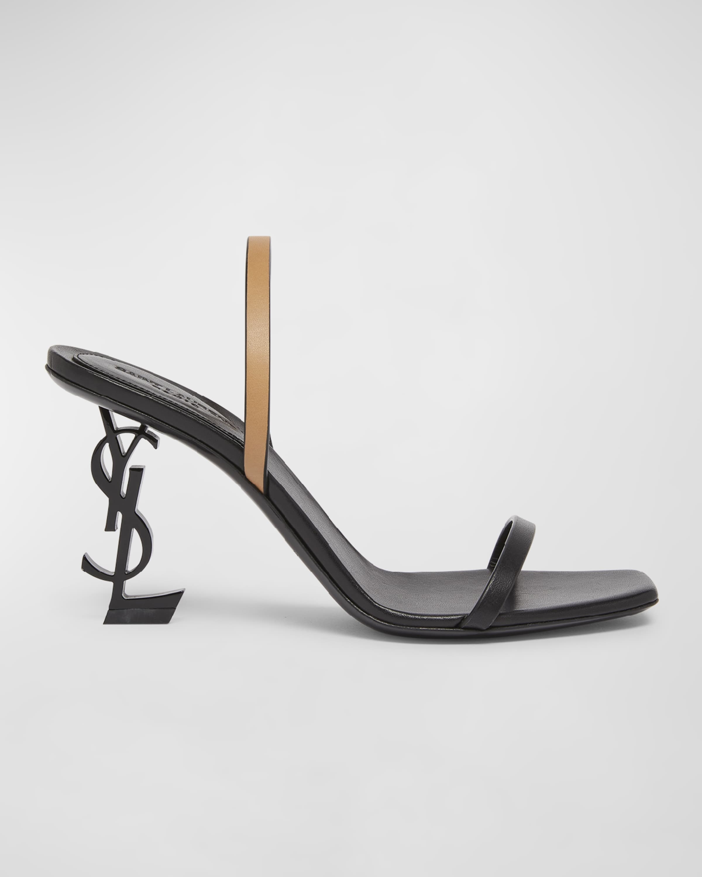 SAINT LAURENT Opyum Bicolor YSL-Heel Slide Sandals neimanmarcus