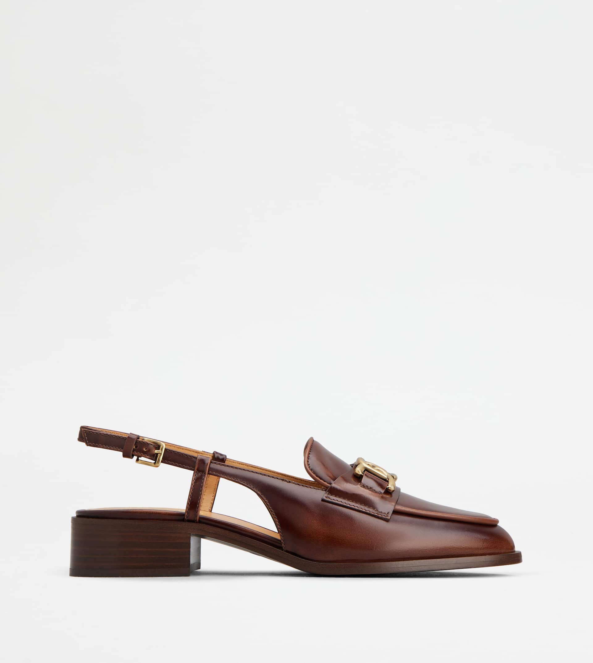 【TOD'S】 Kate Slingback Loafers Tod's KATE SLINGBACK LOAFERS IN LEATHER - BROWN | REVERSIBLE