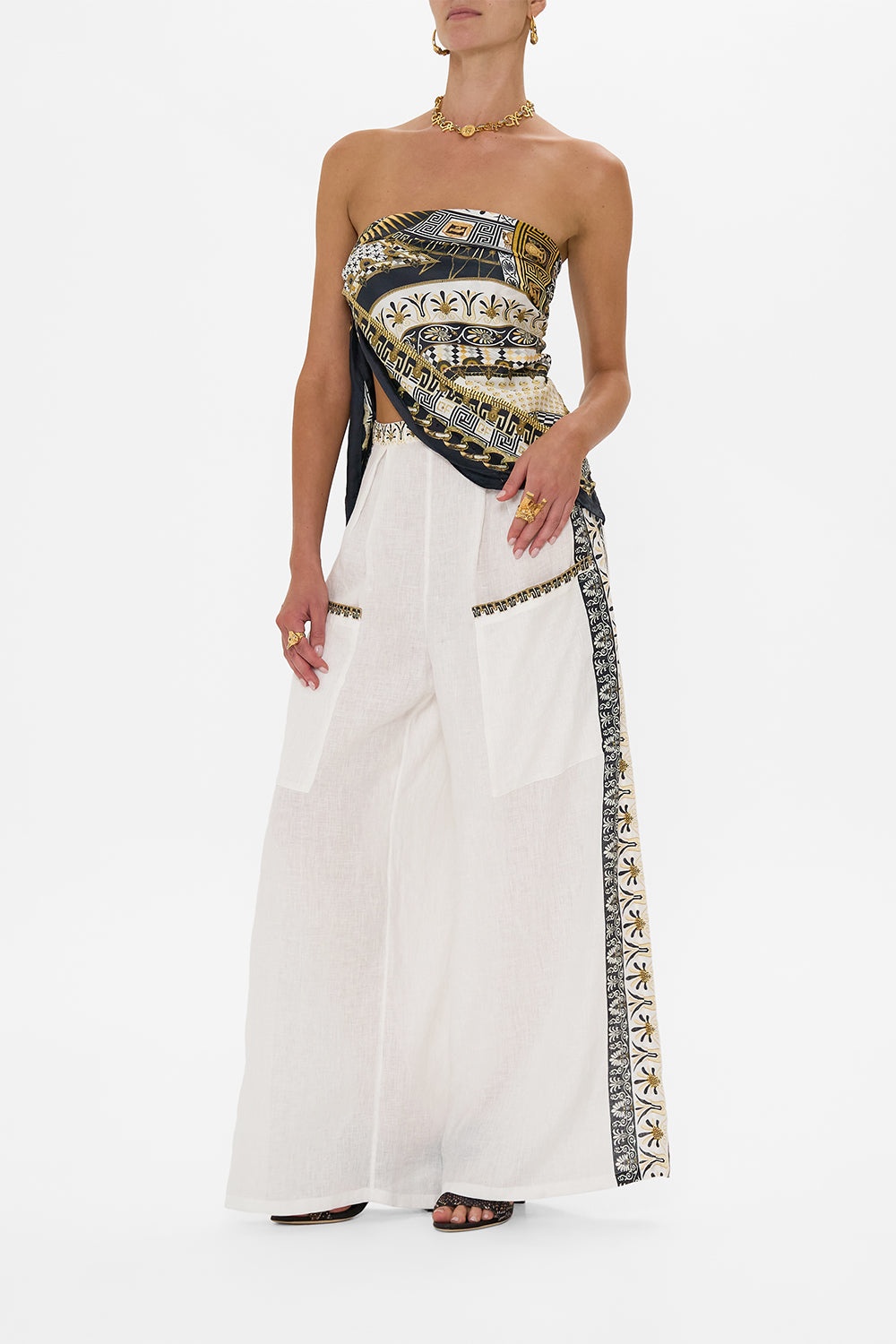 WIDE LEG TROUSER WITH FRONT POCKETS - 4