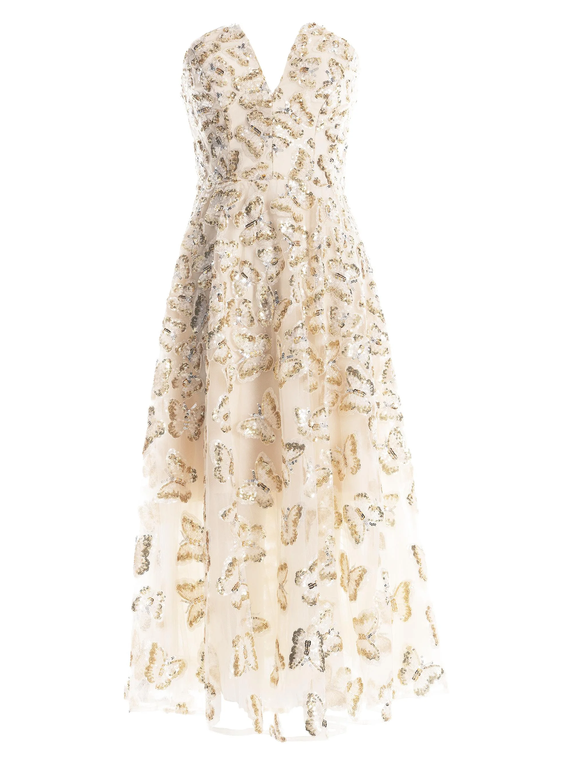 Women's Briella Sequined Butterfly Fit & Flare Dress - Champagne Multi - 1