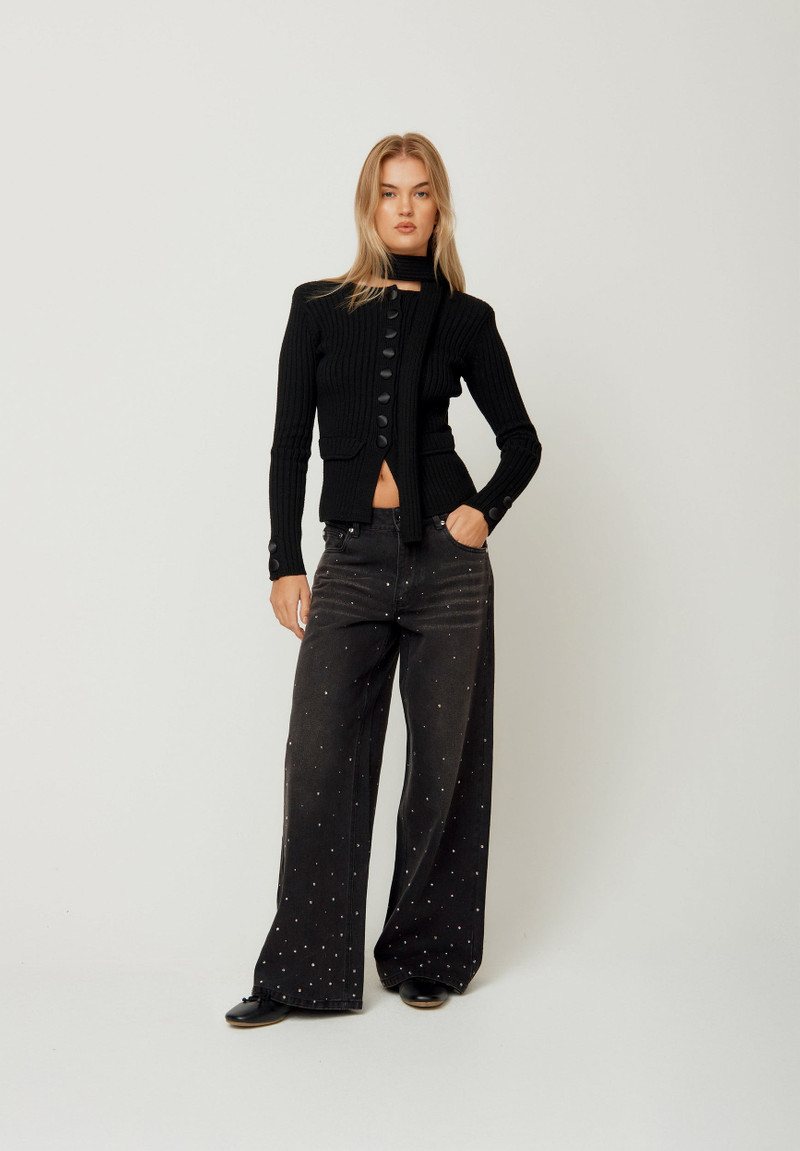 CRYSTALLISED WIDE LEG DENIM 1