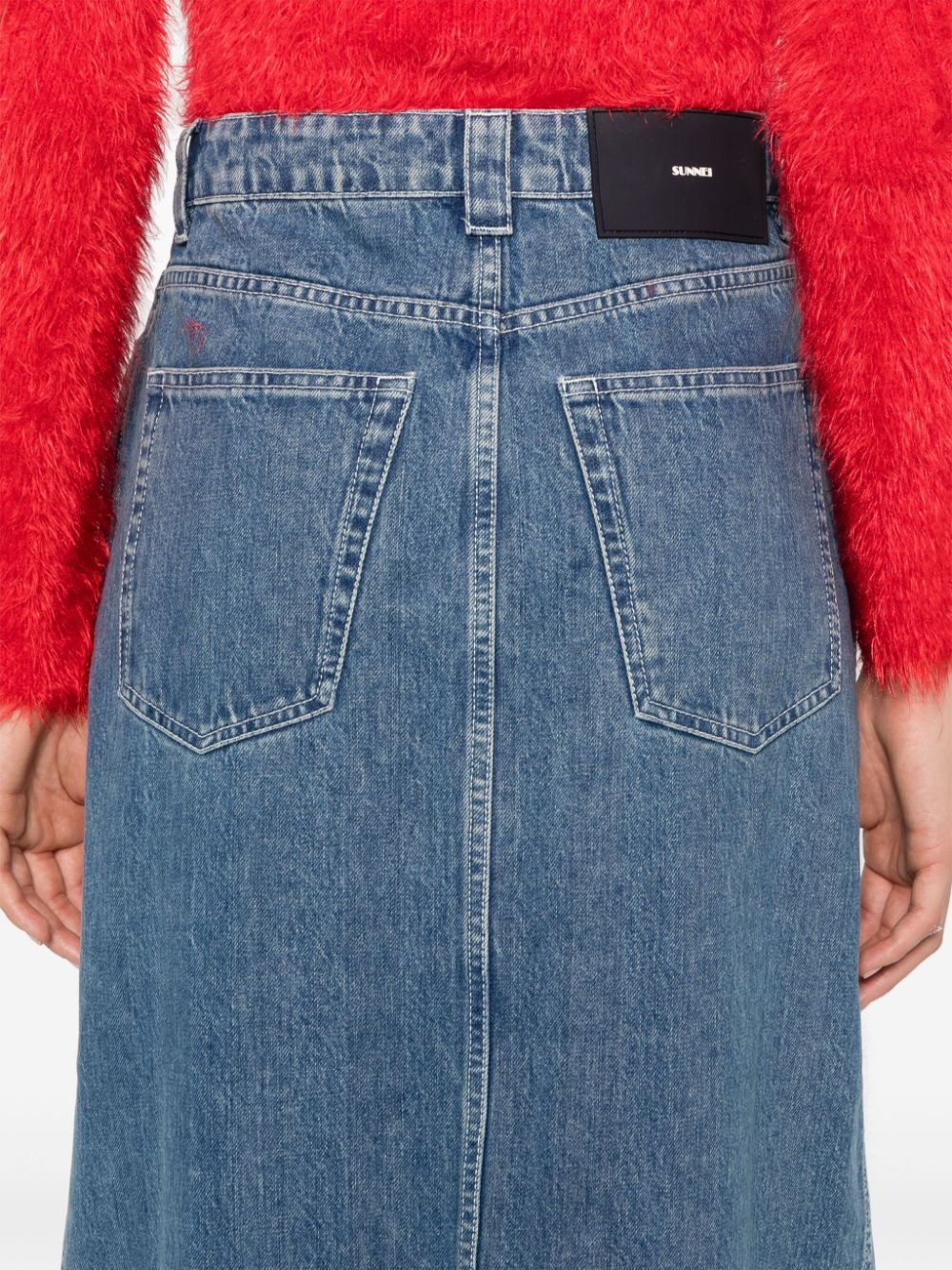 logo-patch denim skirt - 5