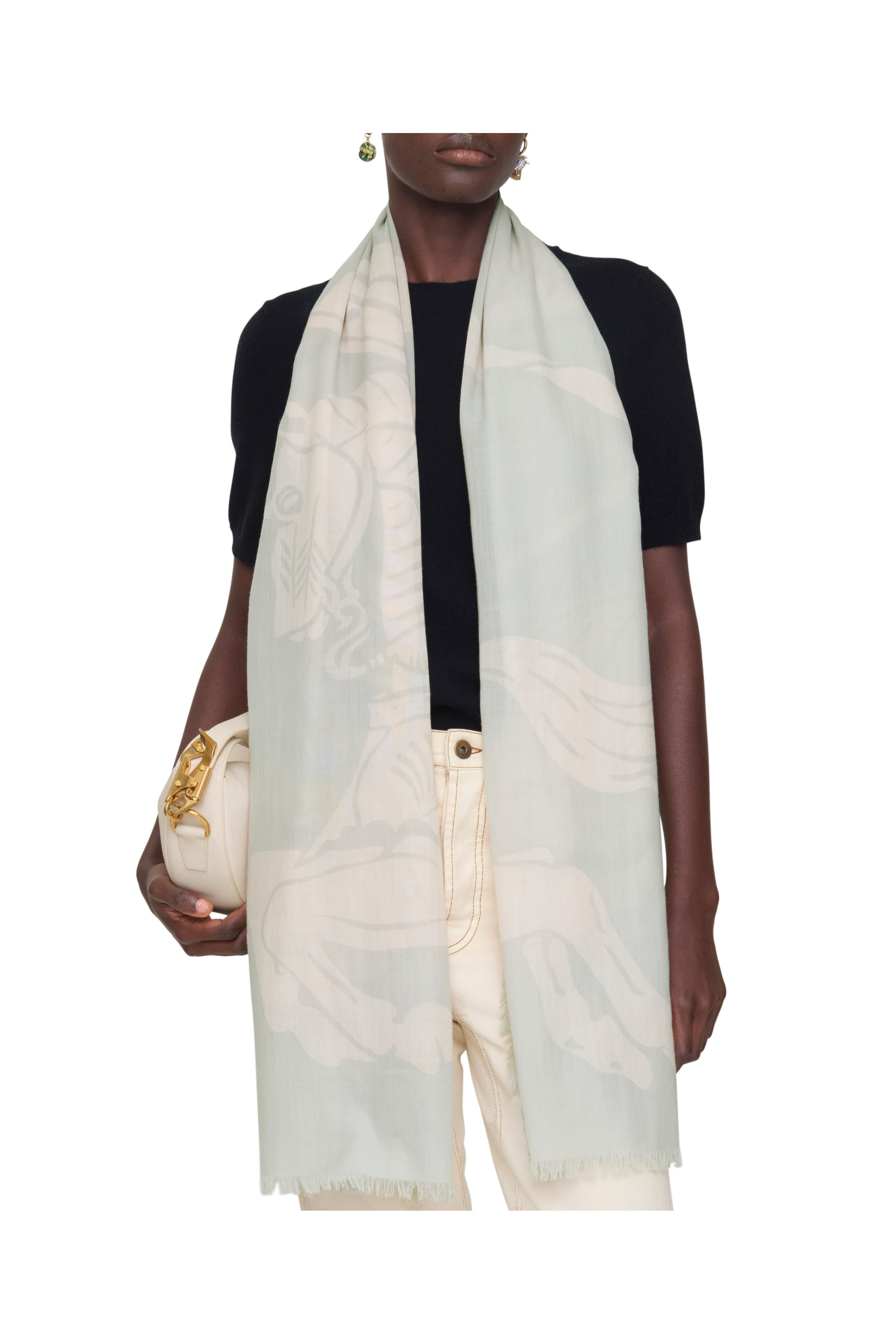 burberry Wide EKD Wool Scarf in Mitten at Nordstrom - 2