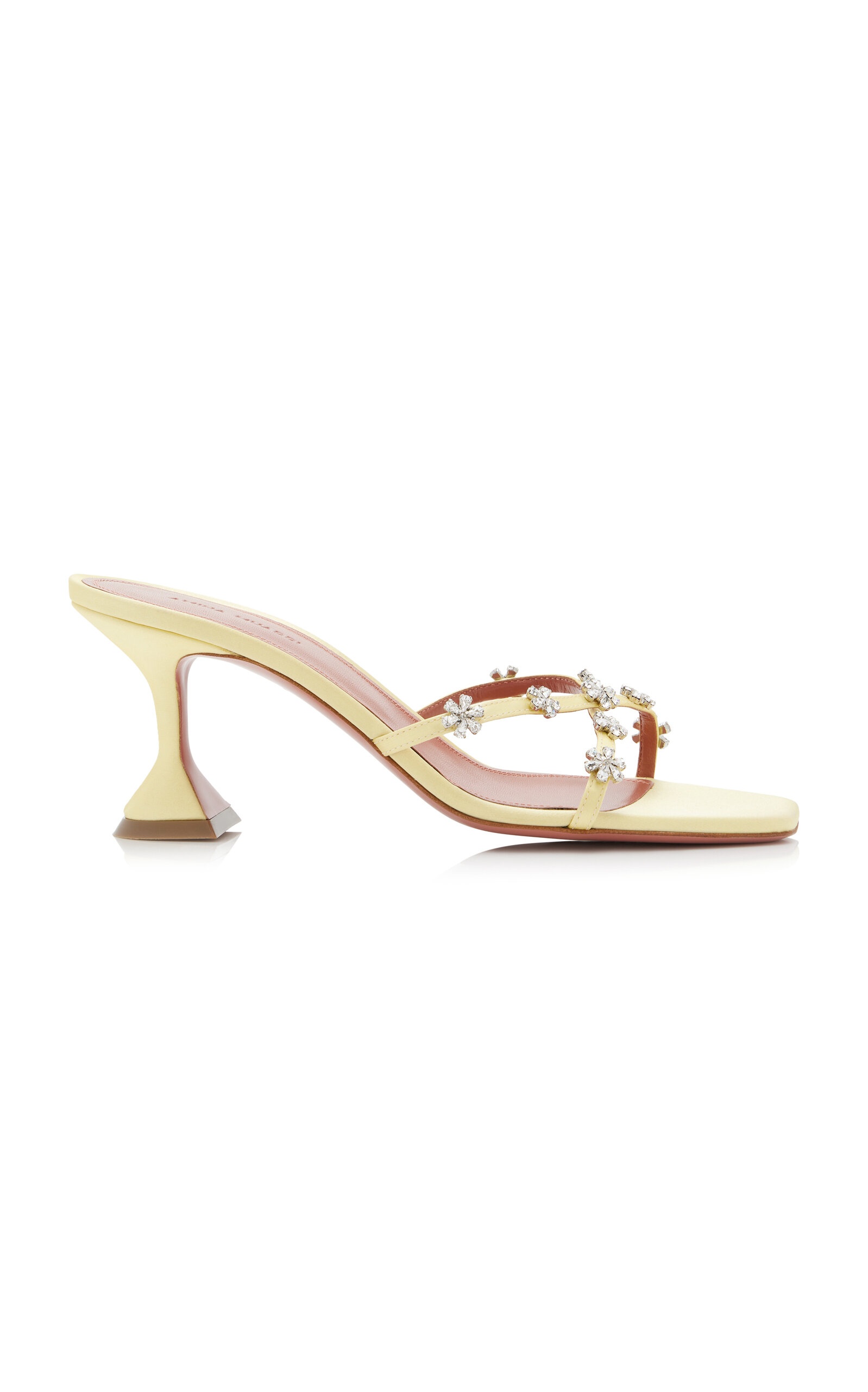 Lily Crystal-Embellished Satin Sandals yellow - 1