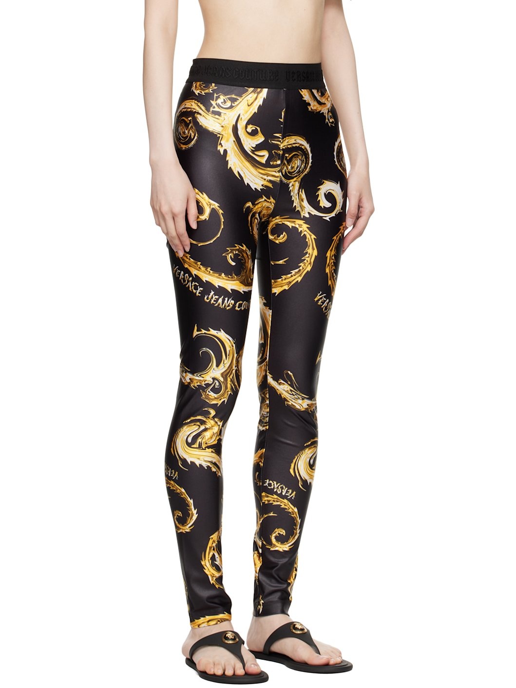 Black & Gold Chromo Couture Leggings - 2