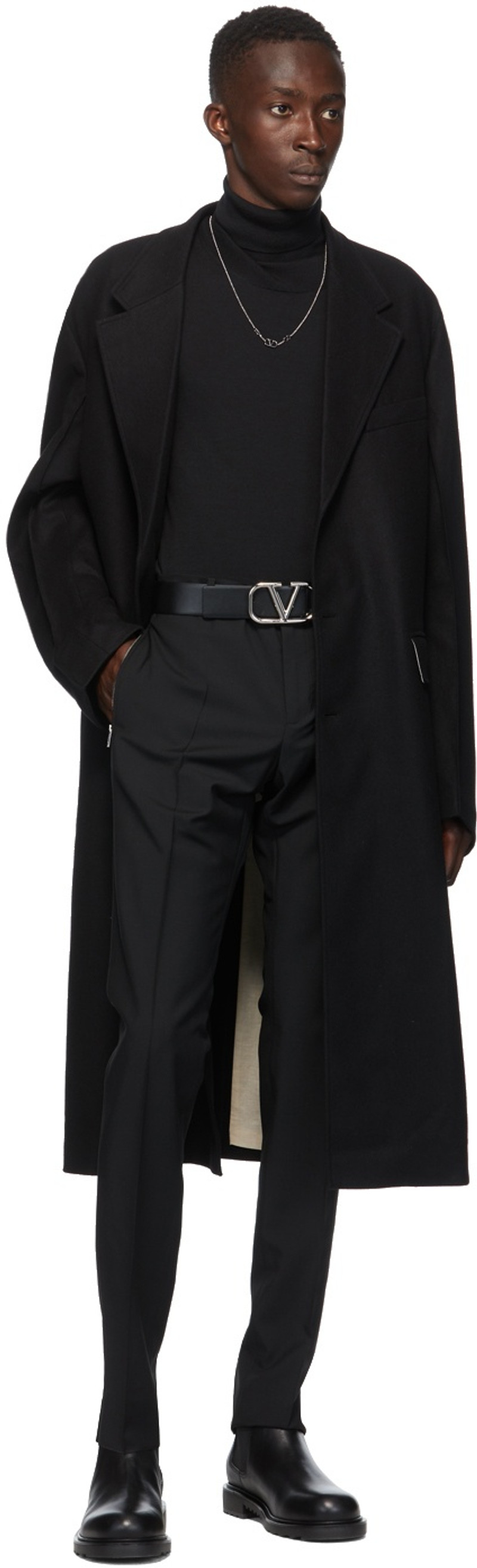 Black Wool & Mohair Zip Trousers 4