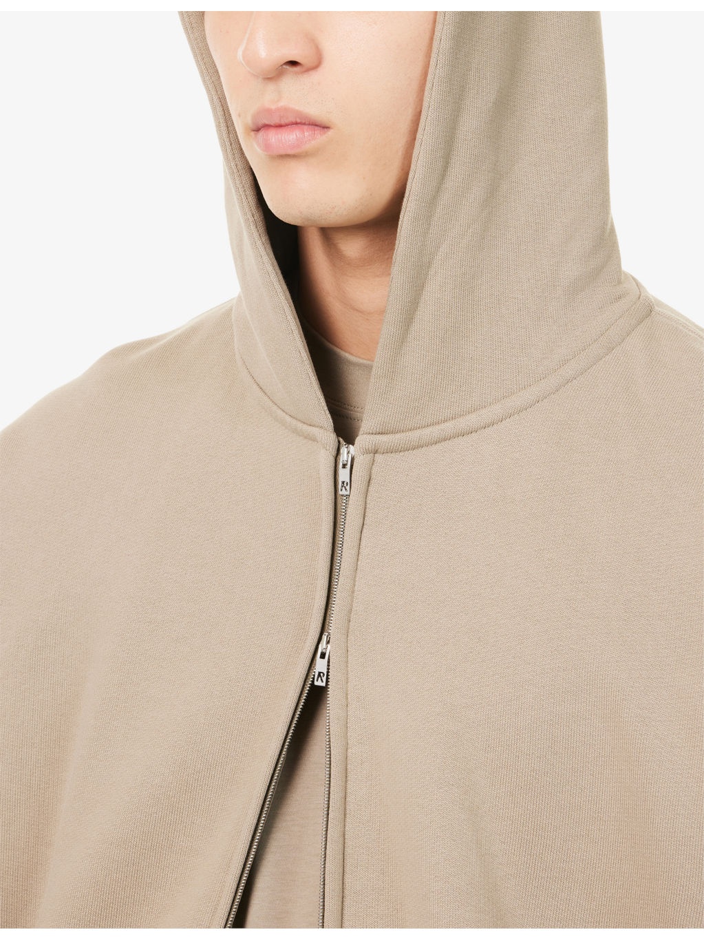 Initial Boxy Zip-Up Logo-Embellished Cotton Hoody - 5