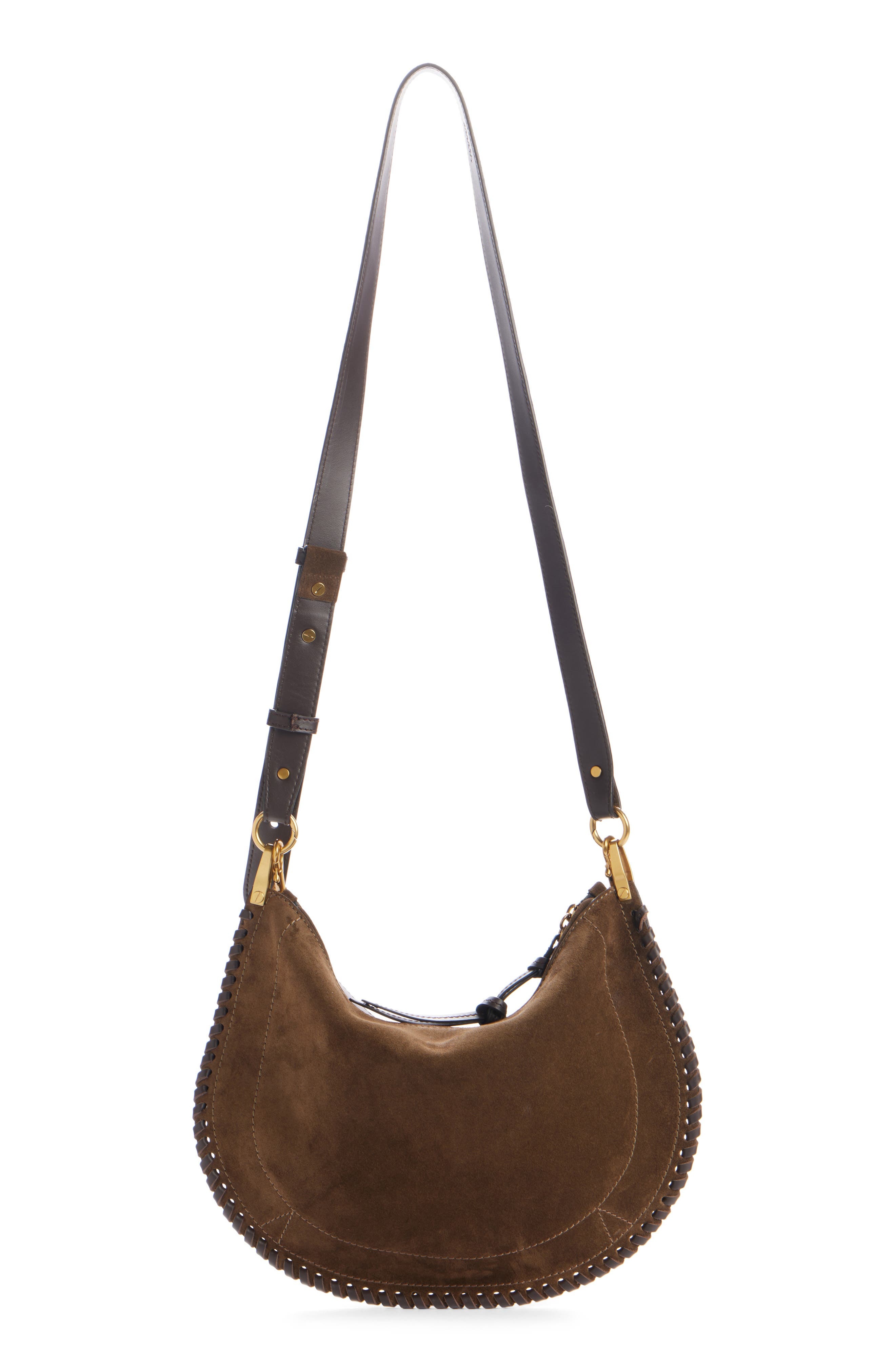 Isabel Marant Oskan Whipstitch Soft Suede Shoulder Bag in Bronze at Nordstrom - 4
